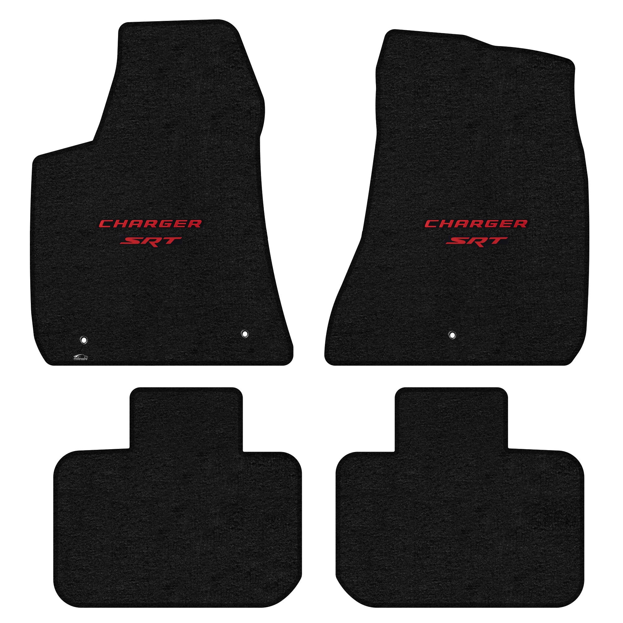 Premium Custom-Fit Carpeted Floor Mats for Dodge Charger RWD 2011-2023 - Luxury Car Floor Liners (4-Piece Set, Charcoal with Red SRT Logo) - Perfect for Daily Commuting & Road Trips