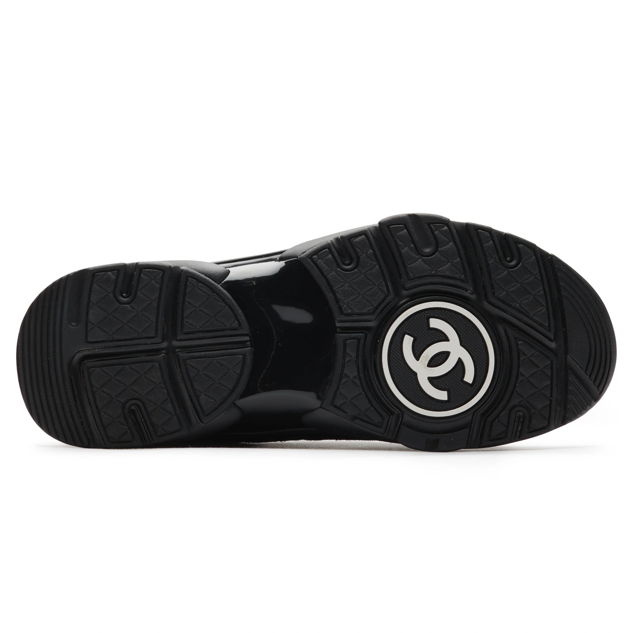 Chanel CC Logo Suede Triple Black Sneakers - Authentic Pre-Owned Luxury Shoes for Women | Perfect for Casual Outfits, Street Style & Fashion Events