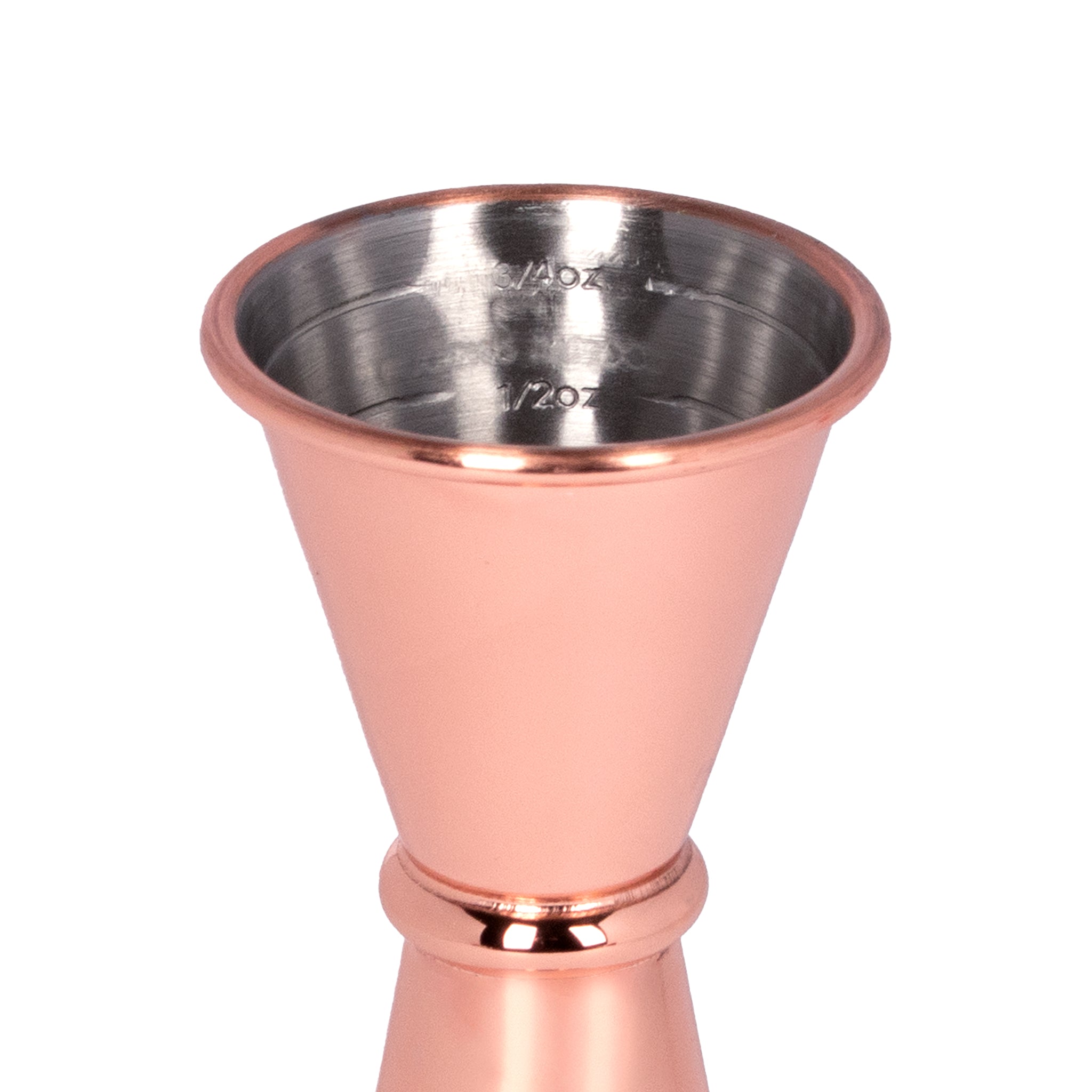 Premium Japanese Style Copper Plated Jigger - 1oz & 1.5oz Double-Sided Measuring Cup for Cocktails, Bartending, and Home Mixology