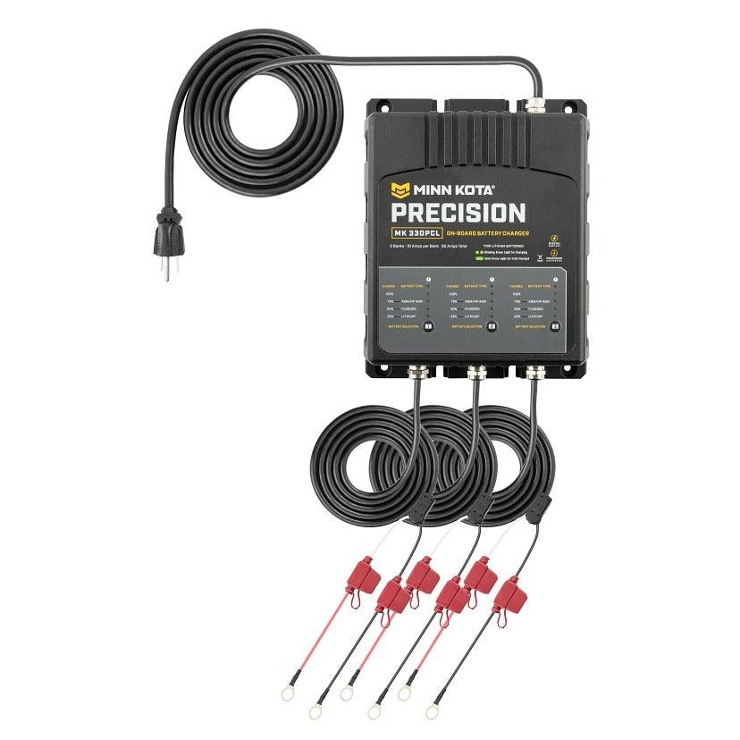 Minn Kota MK 330 PCL 3 Bank Precision On Board Marine Battery Charger - Fast Charging for Boats, Trolling Motors & Watercraft Accessories