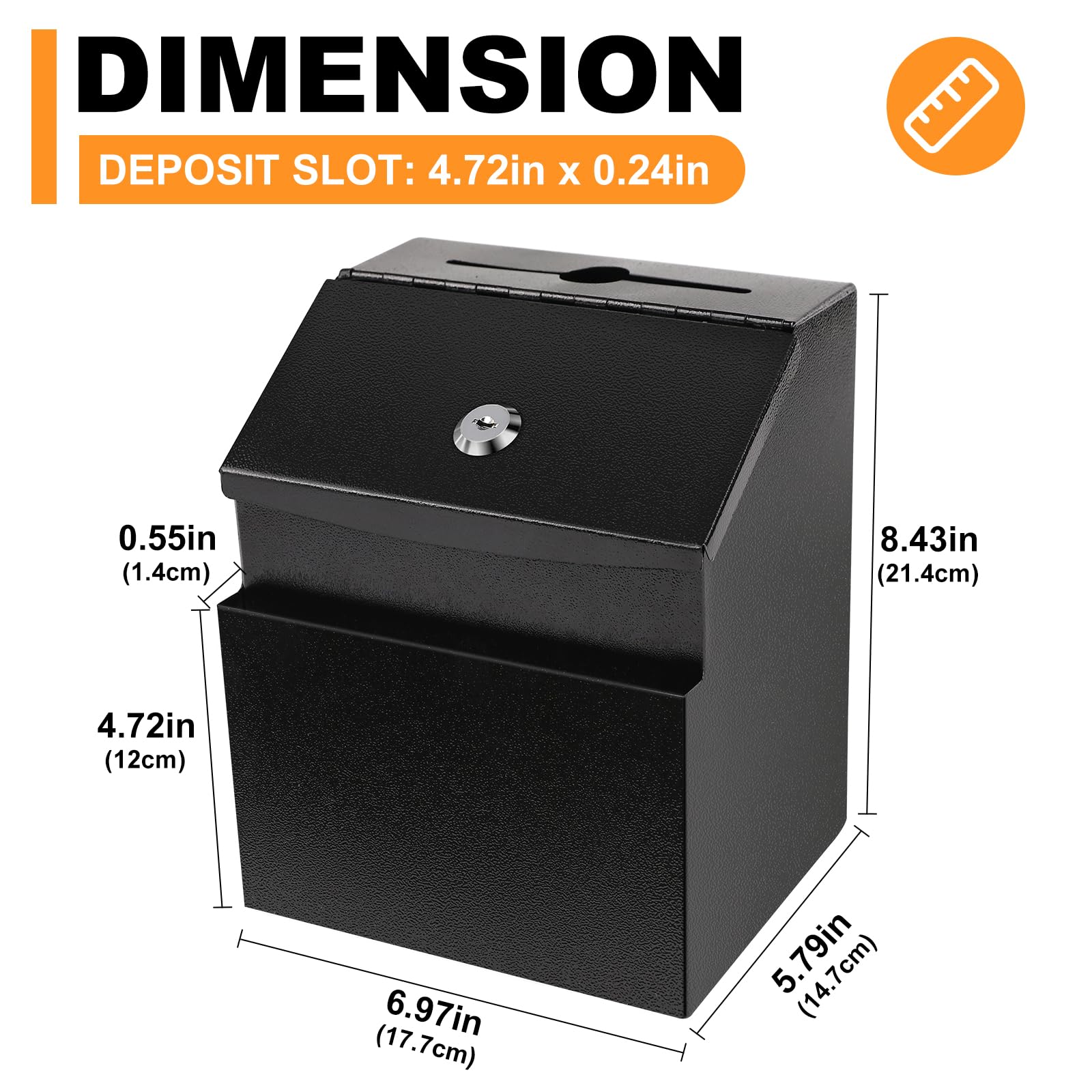 Lockable Magnetic Suggestion Box with 50 Free Cards - Secure Donation & Feedback Metal Mailbox for Office, School, or Community Use