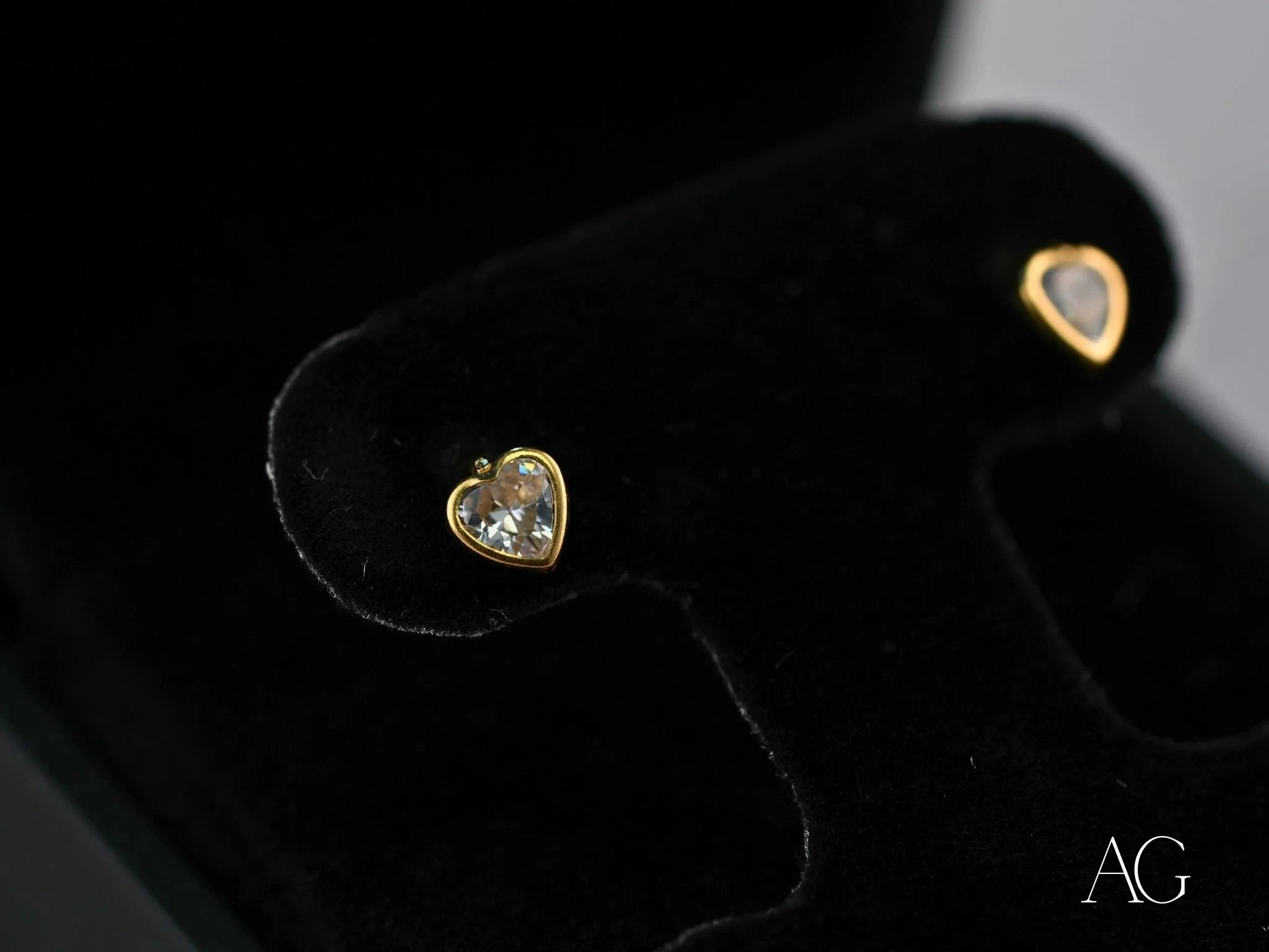 18k Gold CZ Heart Earrings - Sparkling Crystal Heart Studs for Women | Perfect for Valentine's Day, Anniversary Gifts & Romantic Occasions