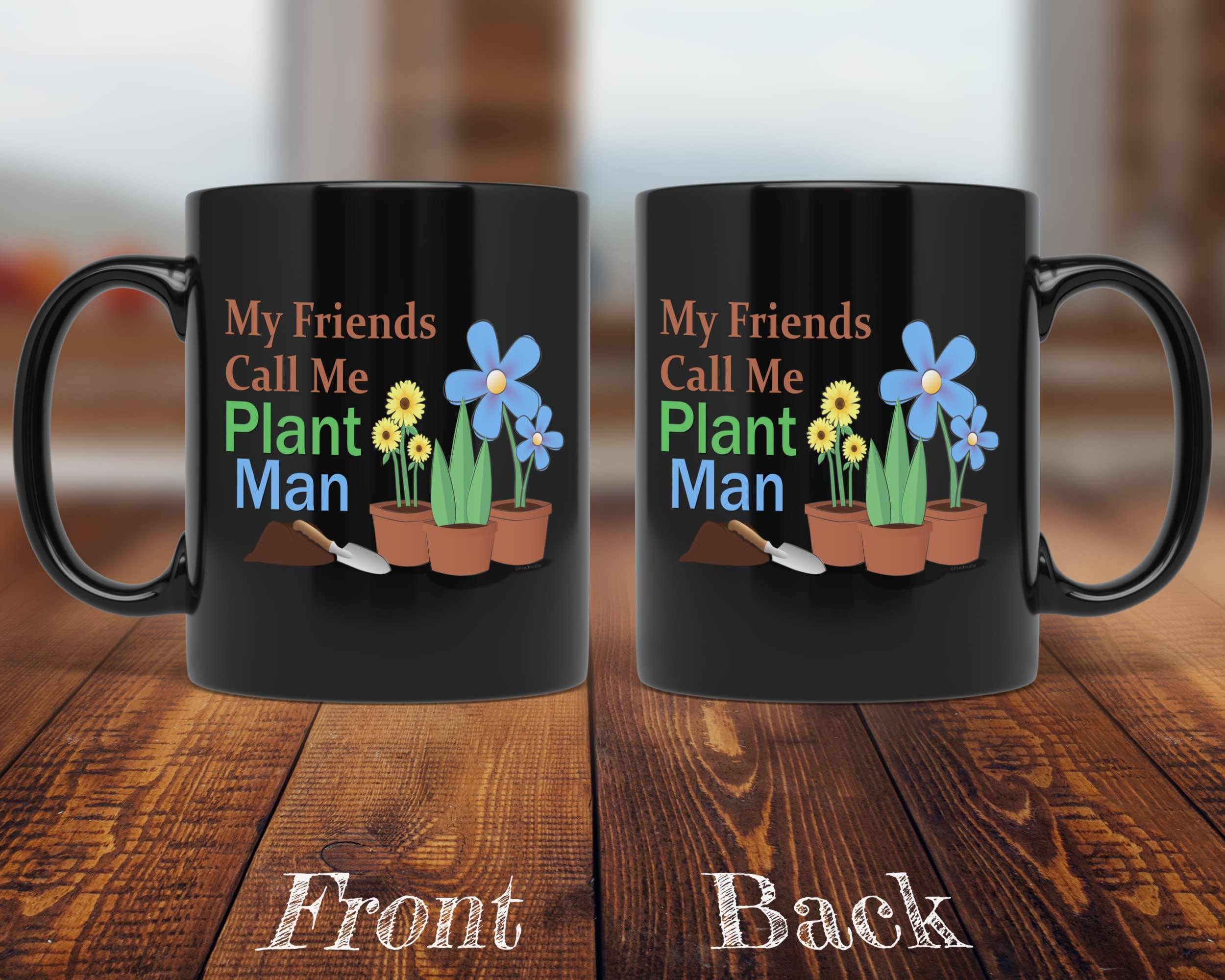 PixiDoodle Spring Gardening Plant Man Coffee Mug - 11 oz Black Ceramic Mug for Gardening Dad, Perfect Gift for Father's Day, Birthday & Gardening Enthusiasts - Ideal for Coffee, Tea & Hot Beverages at Home or Office