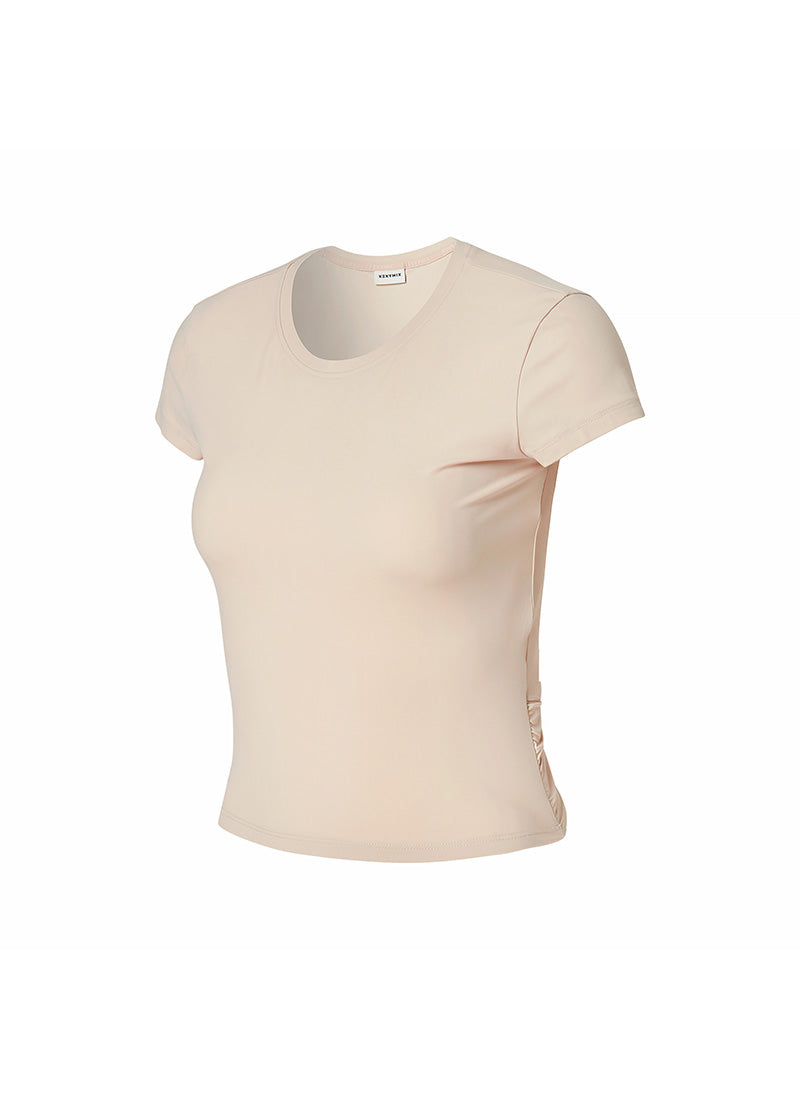 Women's Lightweight Tricot Overlap Short Sleeve T-Shirt - Soft Breathable Casual Top for Summer, Gym, and Everyday Wear