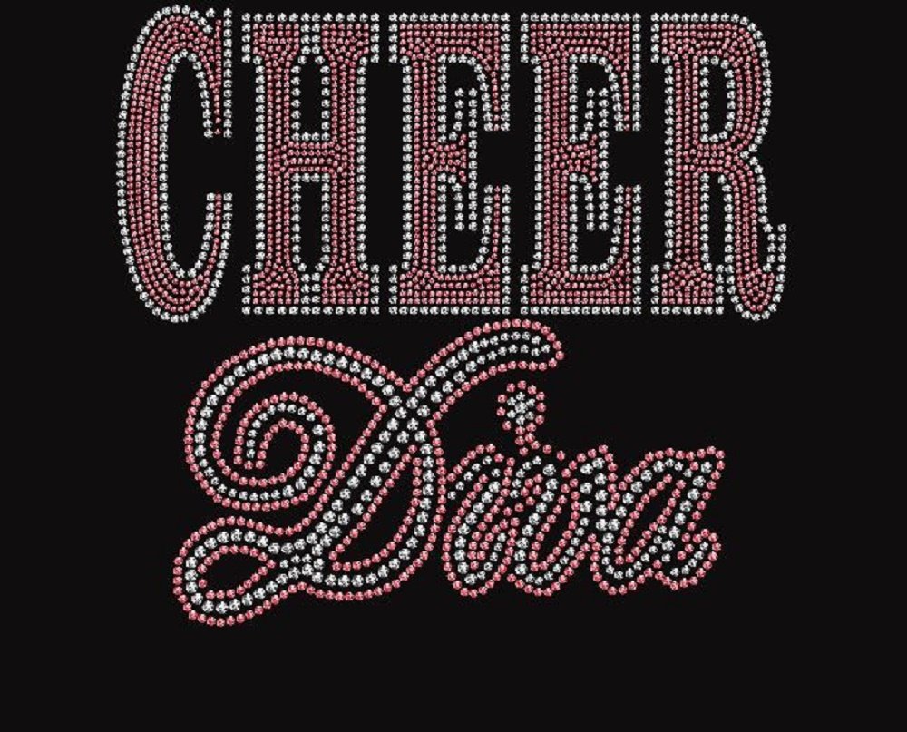 Cheer Diva Rhinestone Iron-On Transfer - Sparkly Cheerleading Applique for Uniforms, Bags & DIY Crafts - Perfect for Cheerleading, Dance & Sports Teams