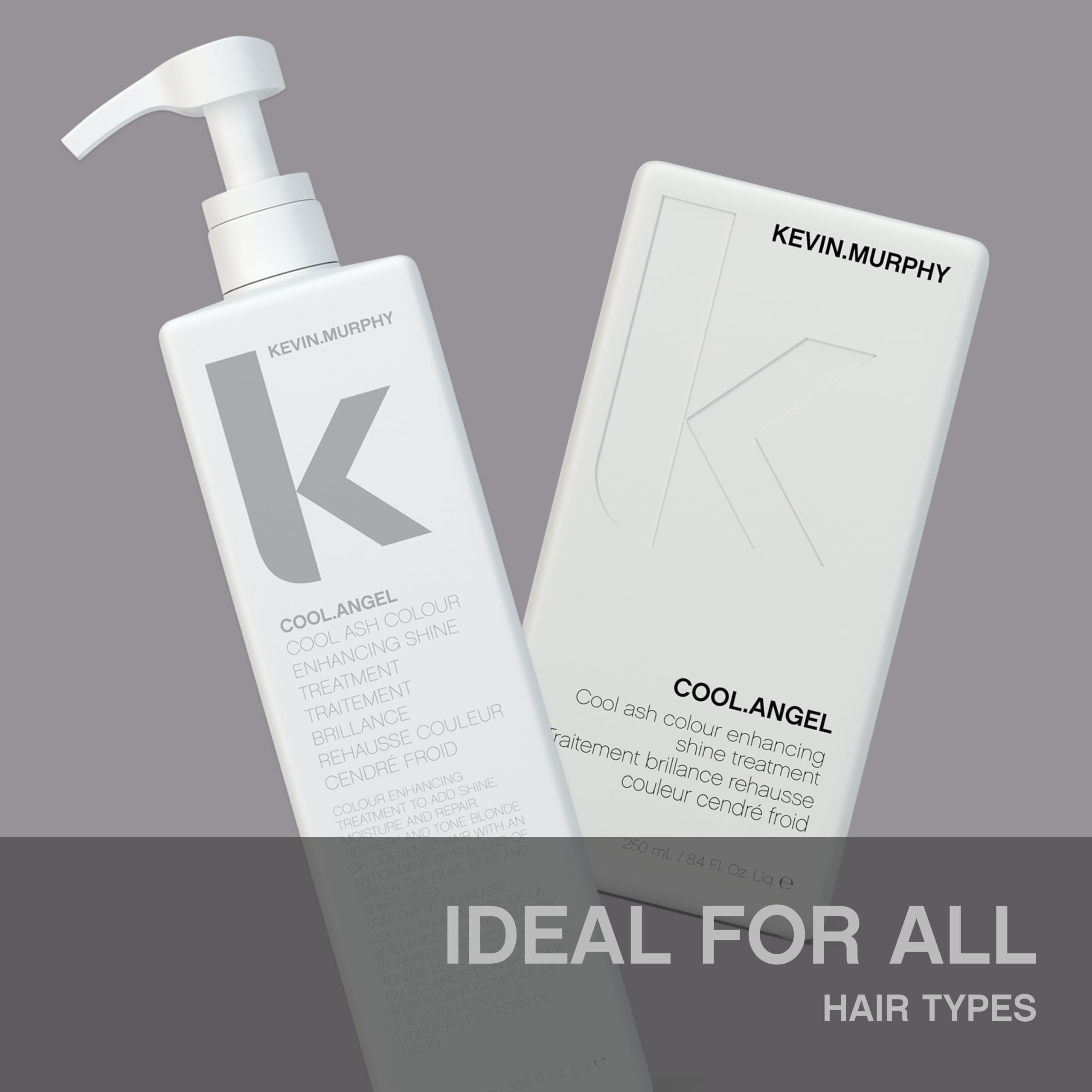 KEVIN.MURPHY COOL.ANGEL Ash Tone Enhancing Shine Treatment & Thickening Spray for Blonde, Brown & Gray Hair - Paraben-Free Hair Care (1000ml/33.8oz) - Perfect for Color-Treated Hair & Salon Styling