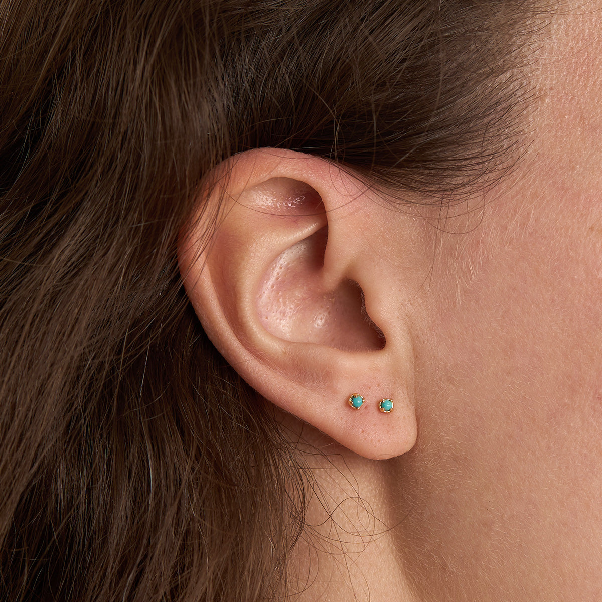 Exquisite 14K Gold Turquoise Stud Earrings for Women - Perfect for Casual, Office & Party Wear