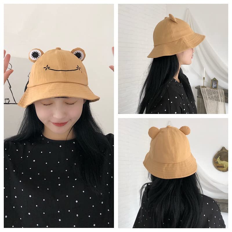 LELEBEAR Cute Frog Bucket Hat for Adults & Teens - Cotton Funny Fisherman Hat for Men & Women | Summer Outdoor Beach Party Festival Accessory