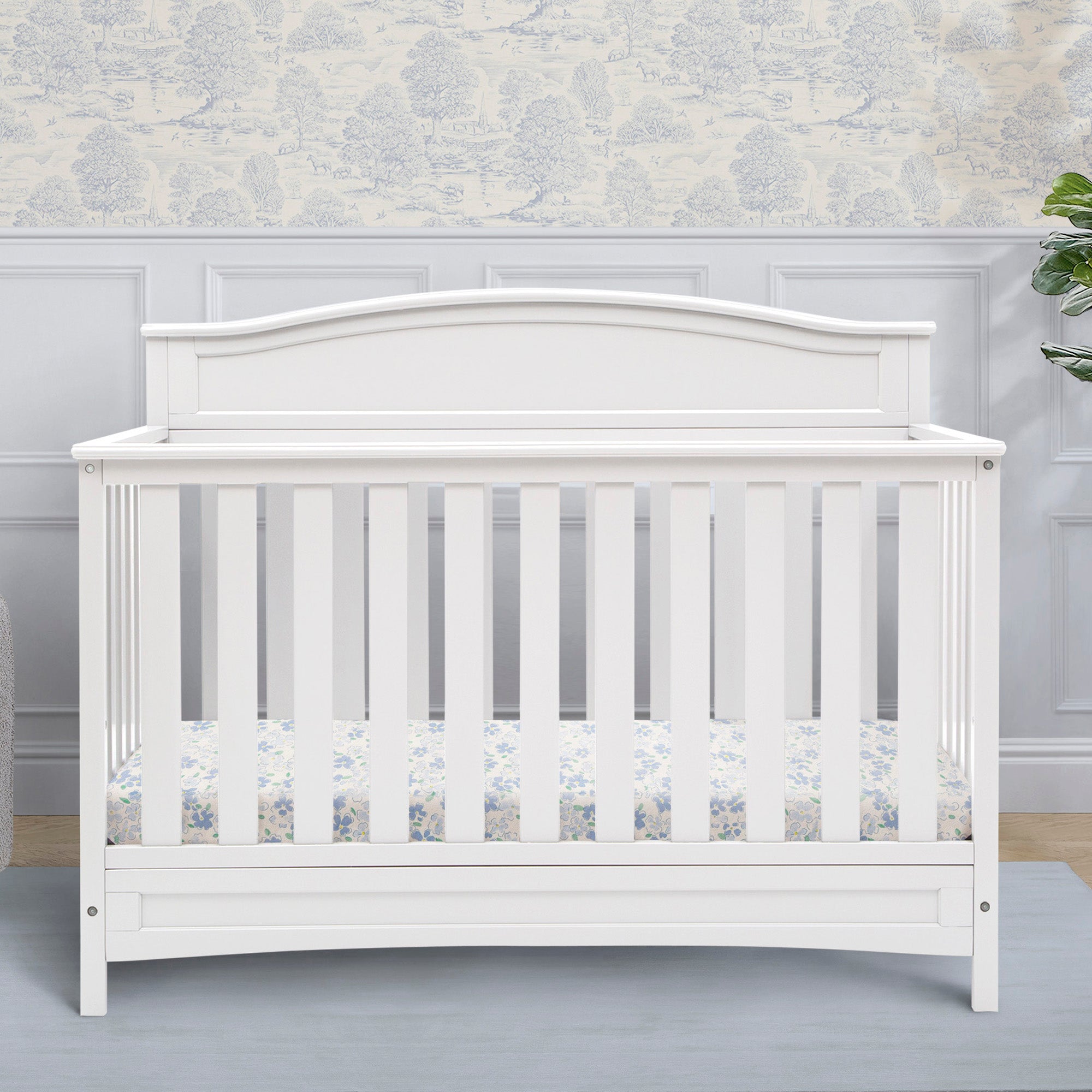 Emery 4-in-1 Convertible Baby Crib - White Nursery Furniture for Toddler to Full Size Bed - Perfect for Modern Nursery & Kids Bedroom Decor