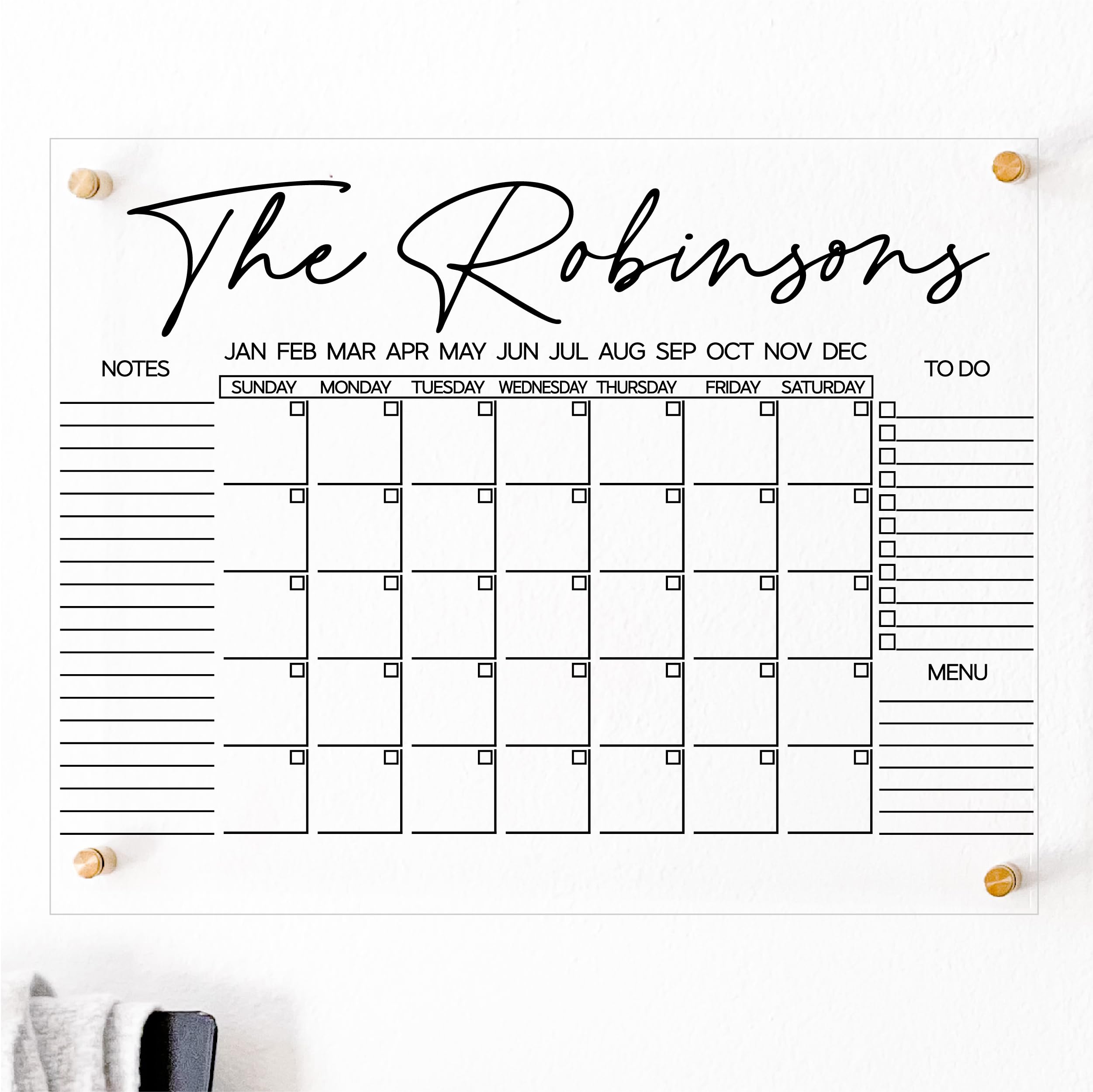 2025 Wall Calendar - 12 Month Personalized & Custom Family Calendar - Acrylic Wall Mounted Planner for Home Office - Perfect for Home Decor, Gift Giving & Yearly Planning