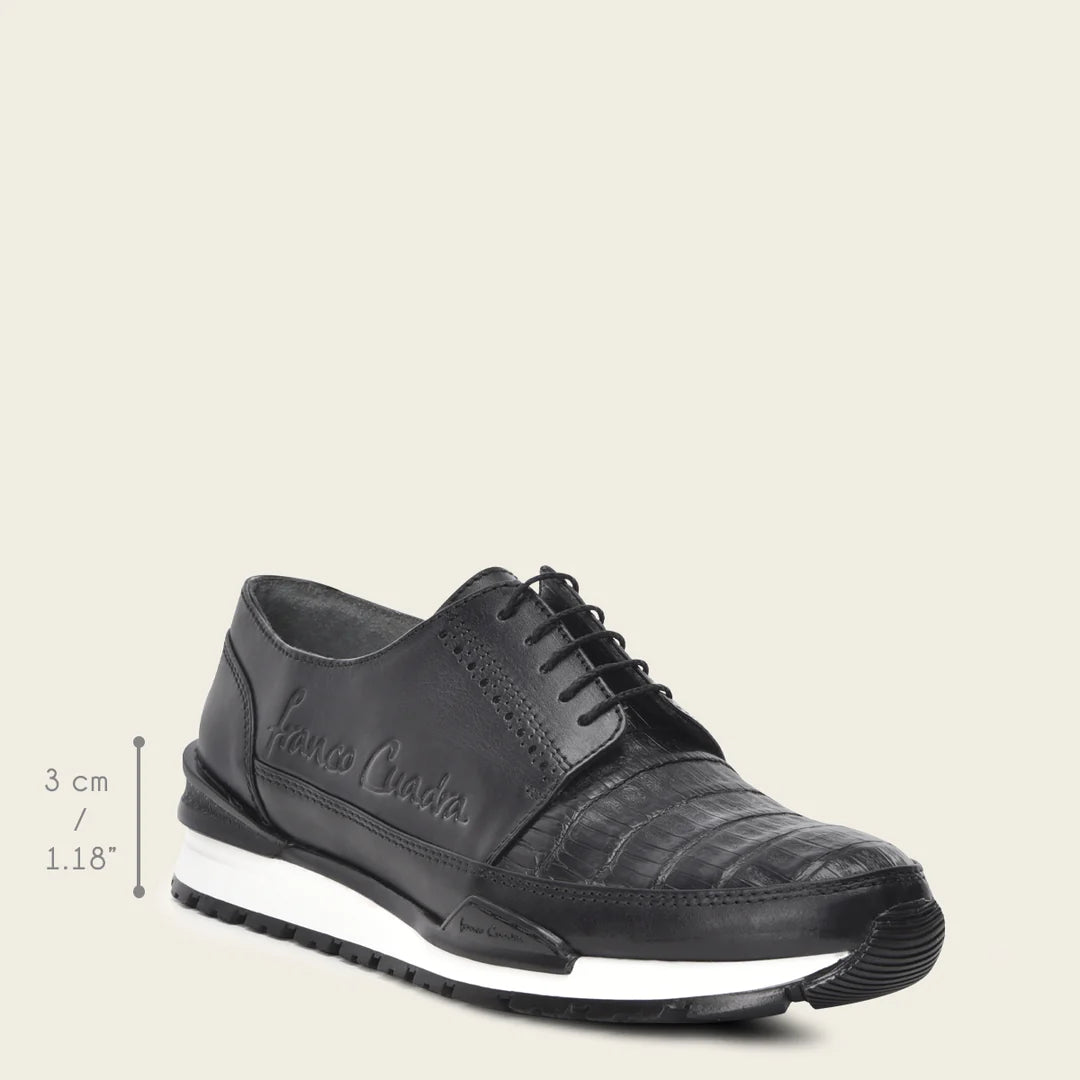 127CWTM Men's Cuadra Black Casual Fashion Caiman Derby Sneakers - Stylish & Comfortable for Everyday Wear, Work & Outdoor Activities