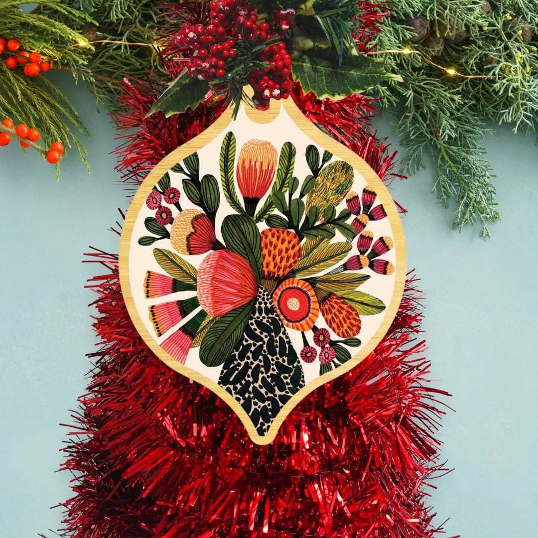 Australian Native Flowers Christmas Ornament Bauble Set - Handcrafted Holiday Decor for Tree, Gift & Festive Home Decoration