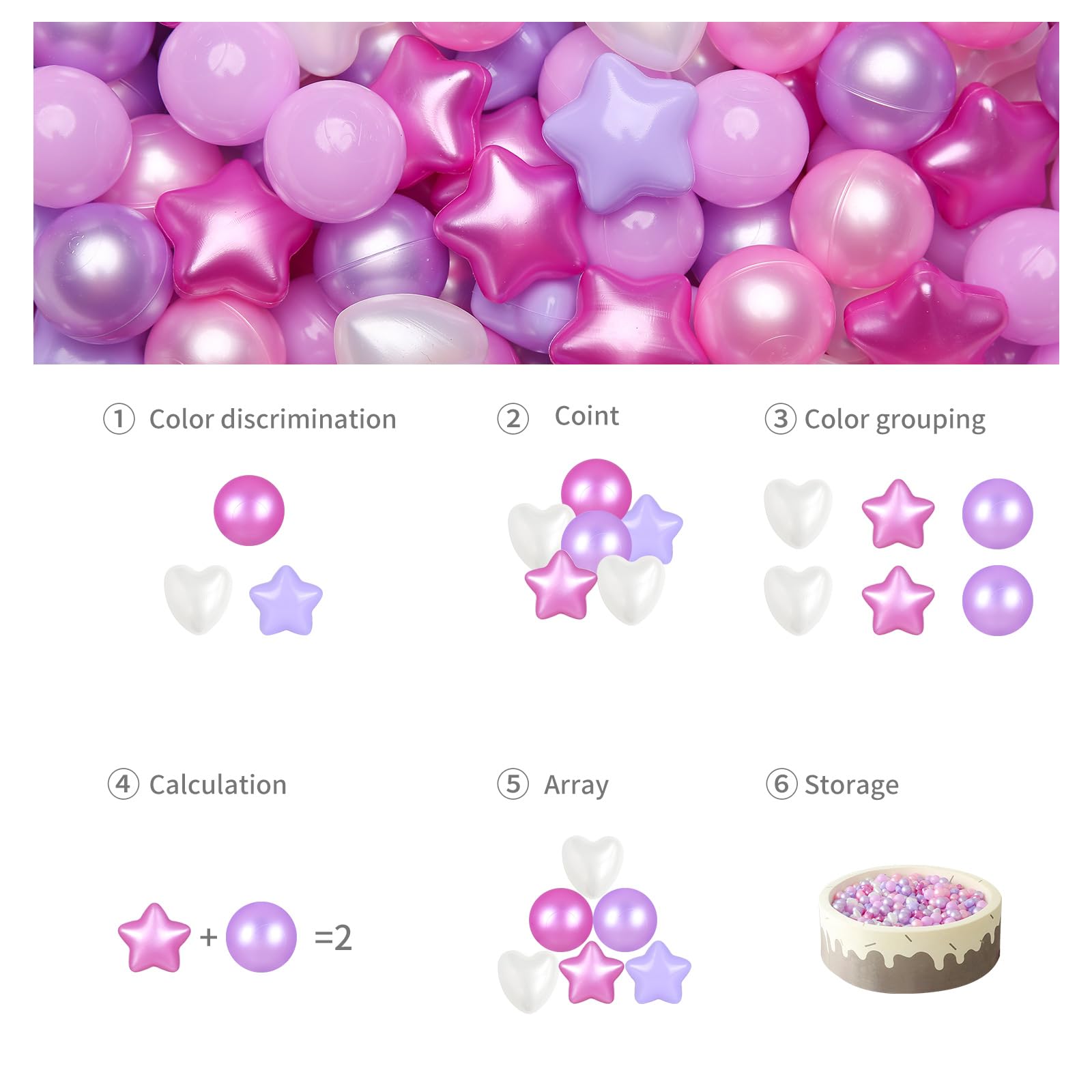 Non-Toxic Crush-Proof Play Balls for Toddlers - Pack of 50/100/200 | 2.2-Inch Plastic Shape Balls | BPA-Free & Phthalate-Free | Safe for Indoor Playpens, Sensory Play & Kids Birthday Parties