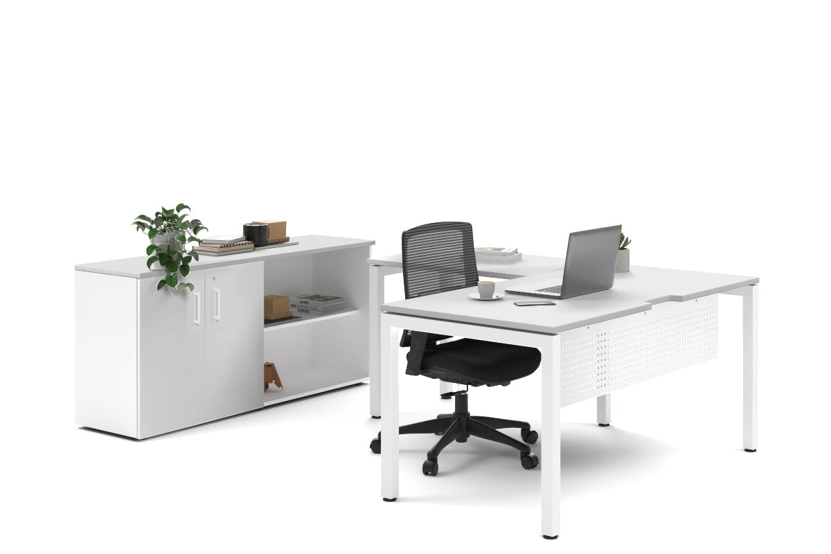 Quadro Square Legs L-Shaped Executive Desk with White Legs [1800L x 1700W] - Perfect for Home Office, Modern Workspace & Executive Suites