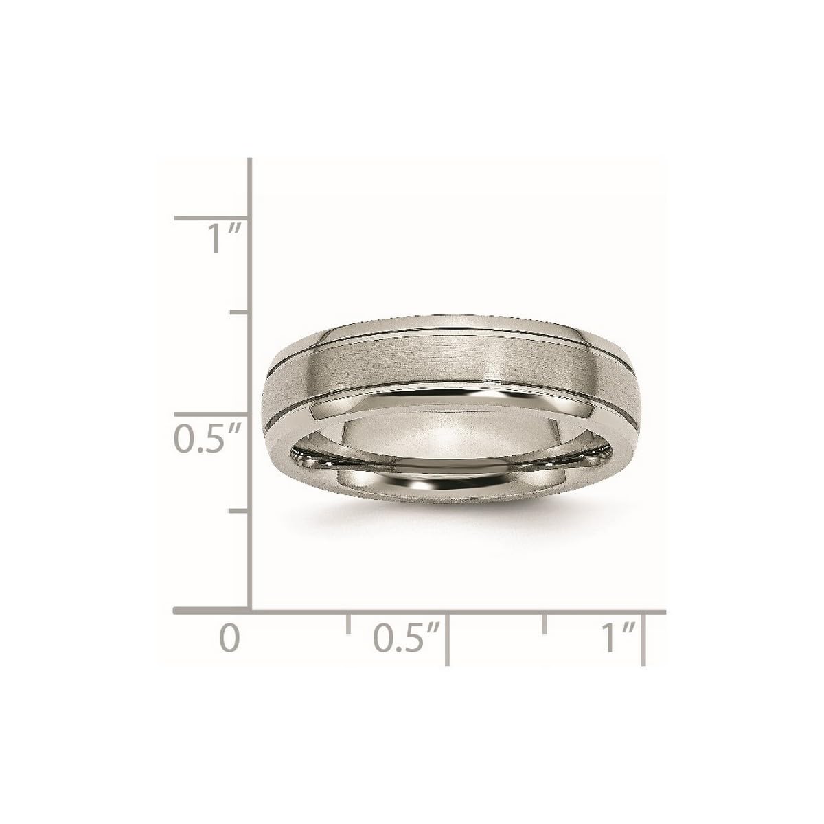 Titanium Brushed & Polished Grooved Edge 6mm Band Ring for Women & Men - Wedding, Engagement, Anniversary Gift Jewelry