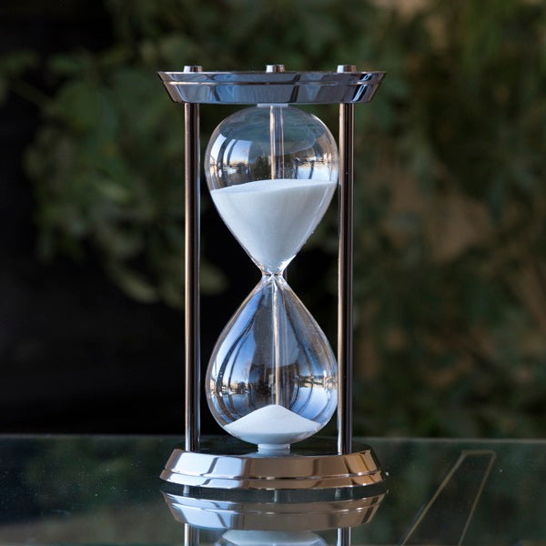 Premium Metal Sand Timer Urn - Elegant Silver & Black Metallic Finish for Home Decor, Office Desk, or Memorial Keepsake