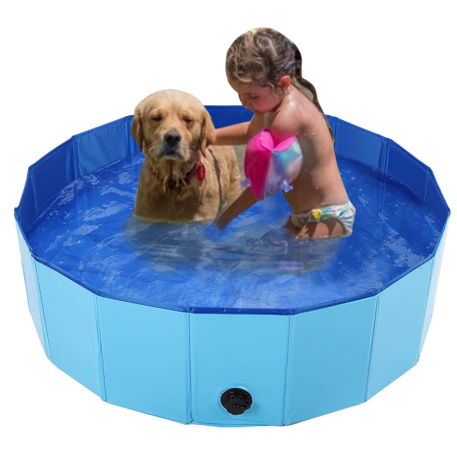 Foldable PVC Dog Pool - Blue Pet Bathing Tub for Summer Swimming & Bathing | Outdoor & Indoor Use
