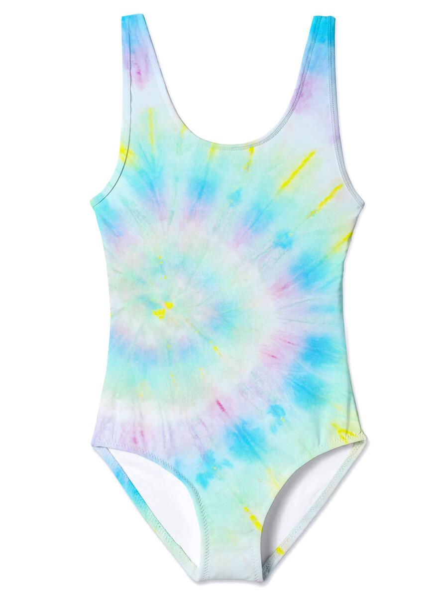 Mint Tie Dye Swimsuit for Women - Trendy One Piece Bathing Suit with Ruffles - Perfect for Beach, Pool Party & Summer Vacation
