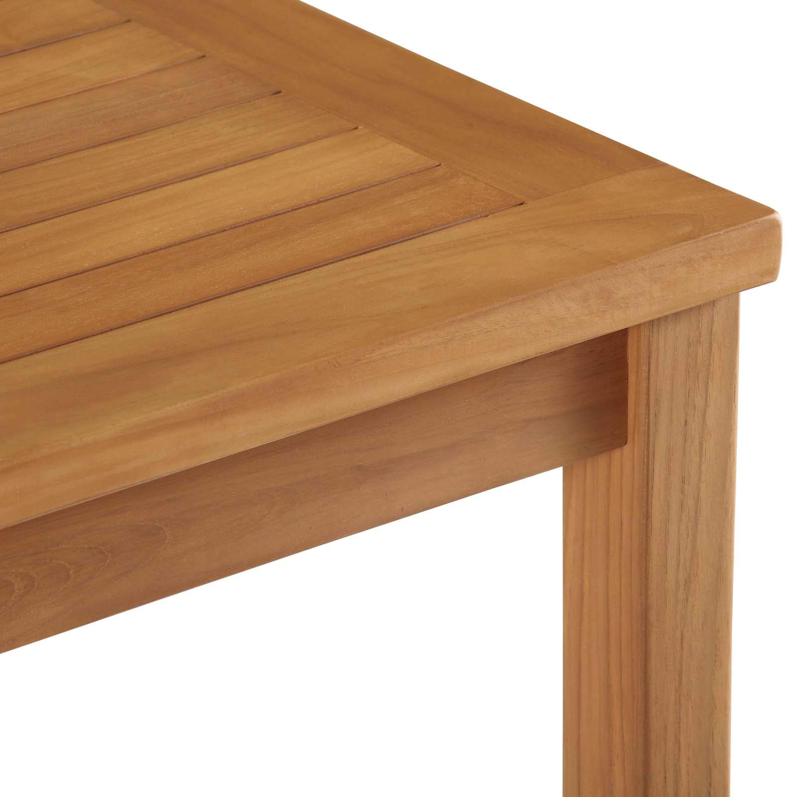 Modway Teak Wood Coffee Table for Patio - Natural Finish