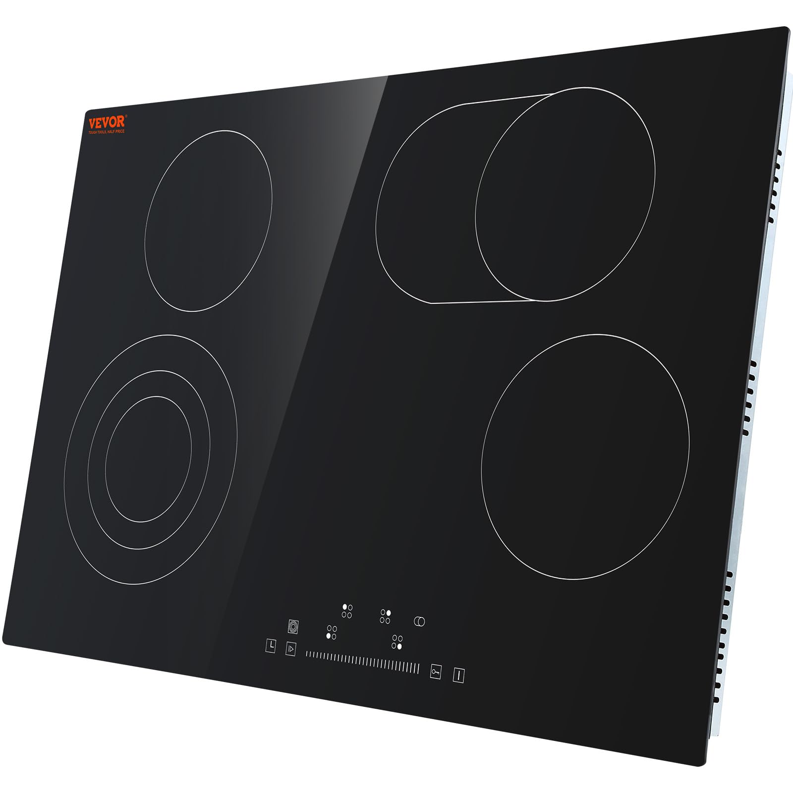 VEVOR 30-Inch Built-in Electric Stove Top with 4 Burners - 240V Glass Radiant Cooktop with Sensor Touch Control, Timer & Child Lock - 9 Power Levels for Simmering, Steaming, Slow Cooking & Frying - Perfect for Modern Kitchens, Home Chefs & Cooking Enthusiasts