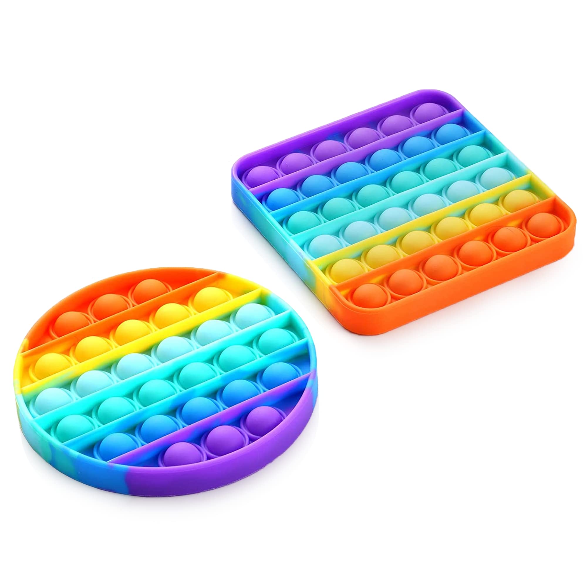 2 Pack Pop Bubble Fidget Toy Set - Stress Relief Sensory Toys for Kids & Adults with Autism - Anxiety Reducing Push Bubble Popper Game - Durable Silicone Pop It Pack for Home, Office, and Travel Use
