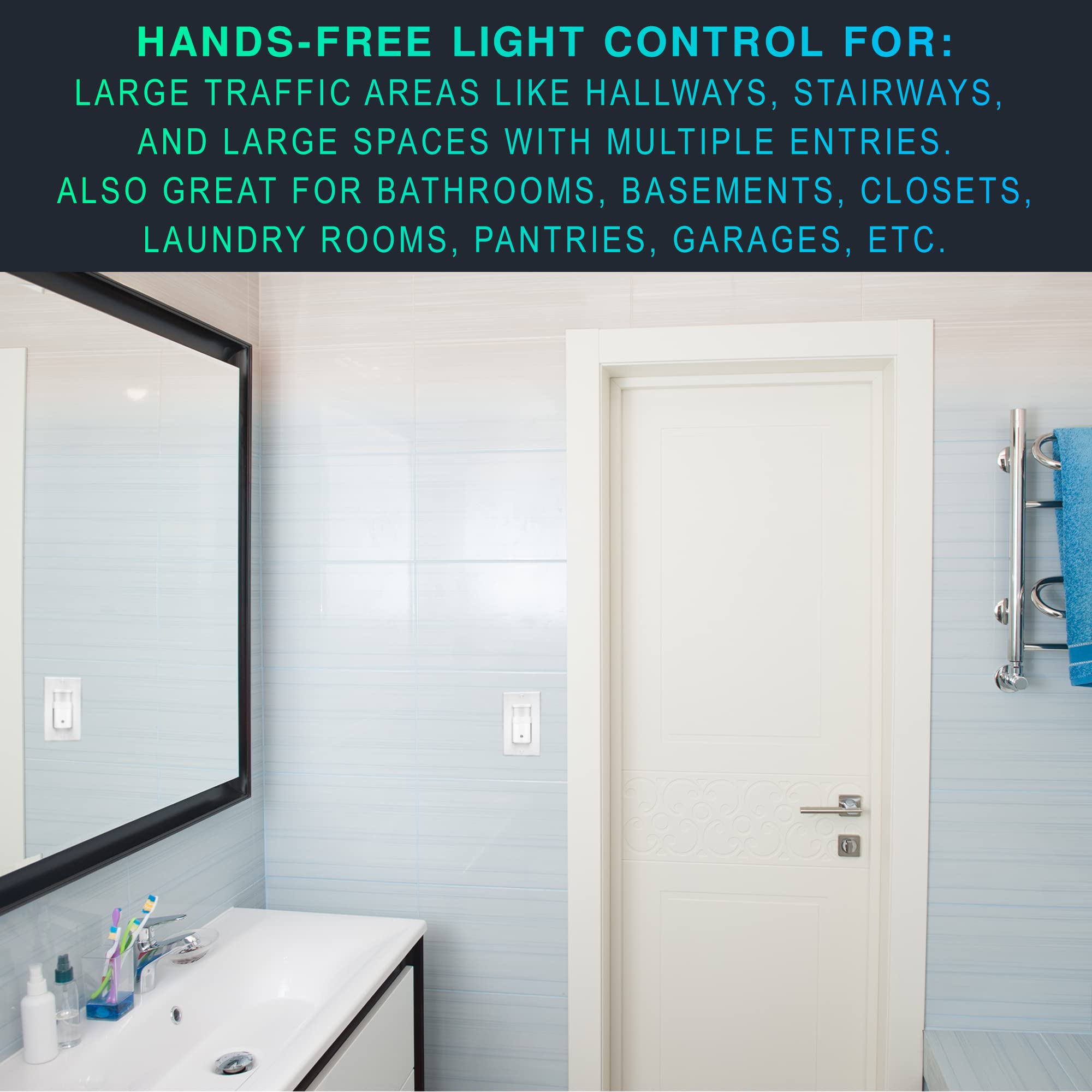 10 Pack 3-Way Motion Sensor Light Switch with Adjustable Timer - Neutral Wire Required, UL Certified White In-Wall Occupancy Sensor (Not Single Pole) - Perfect for Hallways, Closets, Staircases & Energy-Efficient Homes (Title 24 Compliant)