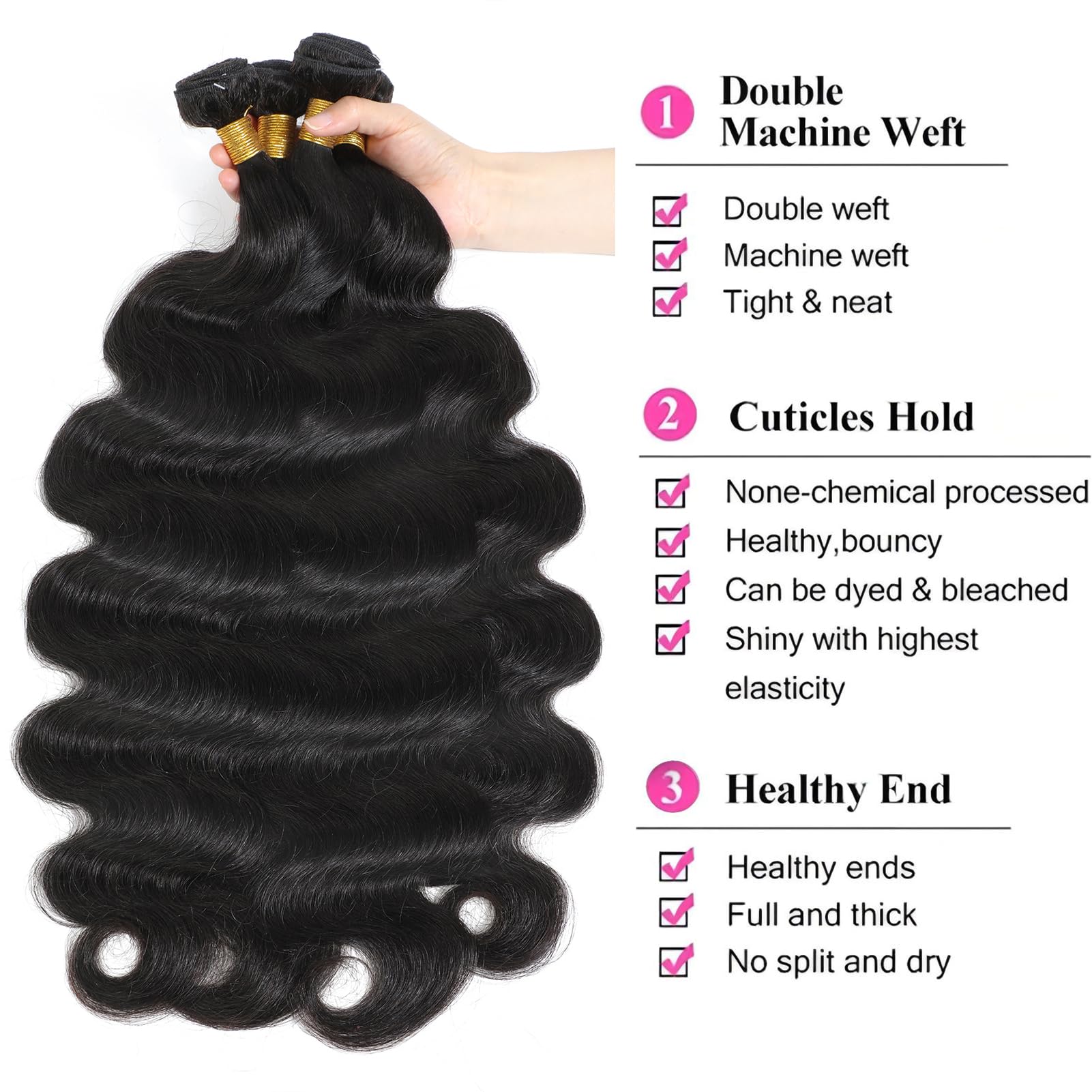 40 Inch Long Body Wave Virgin Human Hair Bundle - 12A Grade Single Bundle Natural Color Hair Extensions for Styling & Volume Boost - Perfect for Weaves, Ponytails & Everyday Wear
