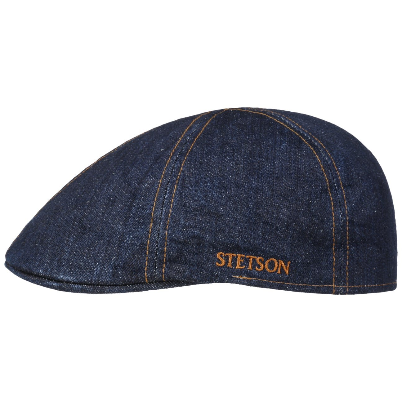Stetson Texas Contrast Stitch Denim Flat Cap for Men - Vintage Style Cotton Baseball Hat for Outdoor, Casual Wear & Country Music Events