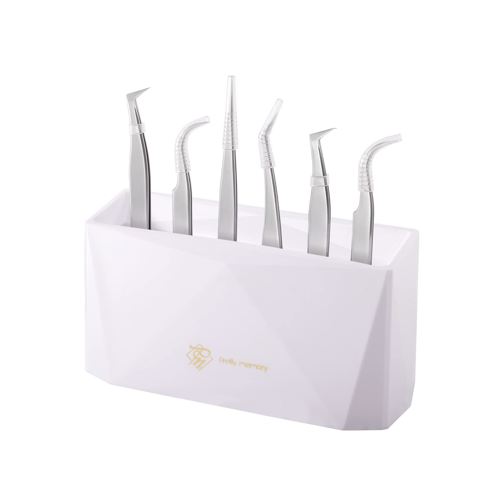 Professional 6-Piece Lash Extension Tweezer Holder & Organizer - White | Eyelash Extension Supplies Display Shelf | Makeup Artist Tools & Storage Solution for Salon, Spa & Home Beauty Stations