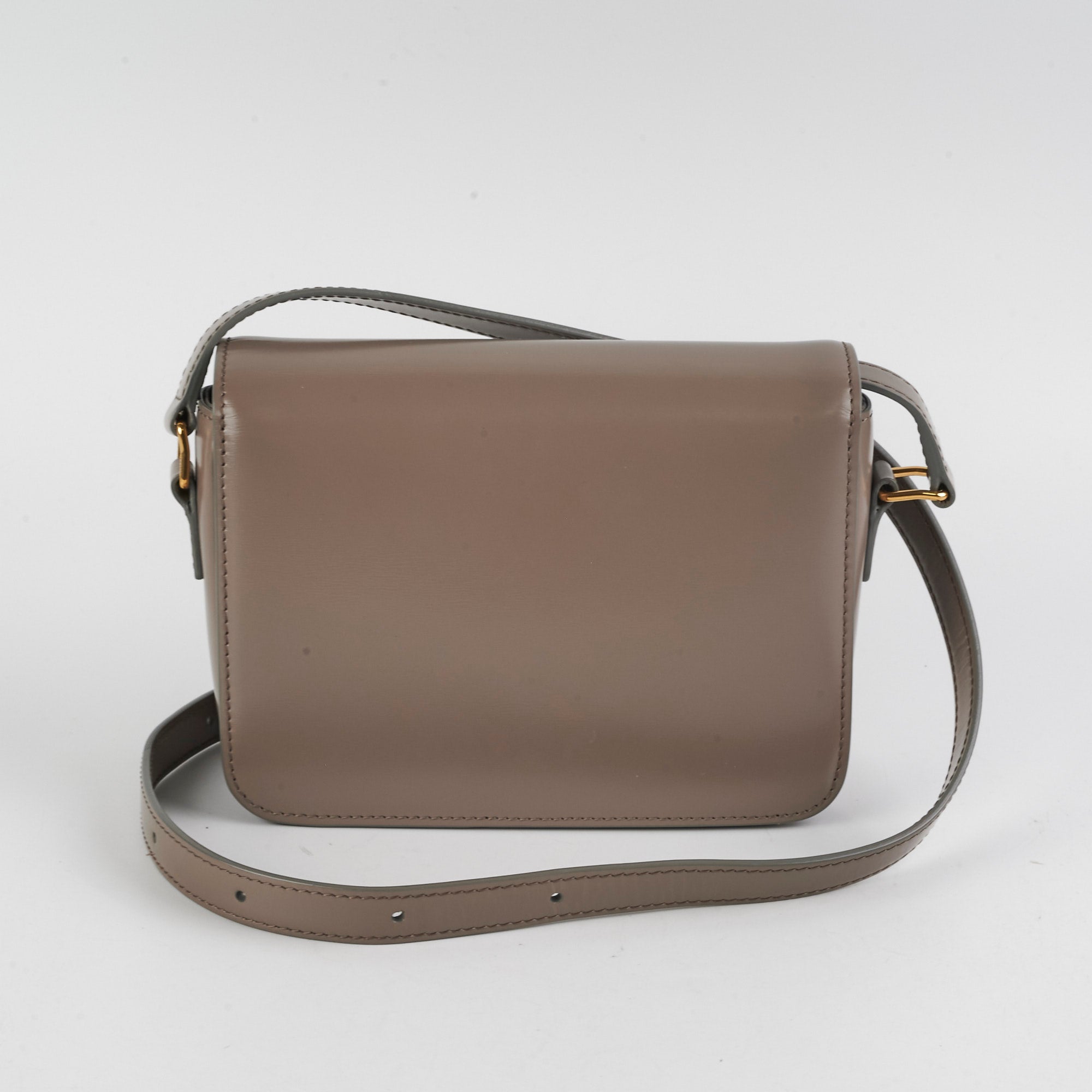 Celine Teen Triomphe Handbag in Shiny Calfskin Leather (Pebble Color) - Perfect for Everyday Use, Work & Special Occasions