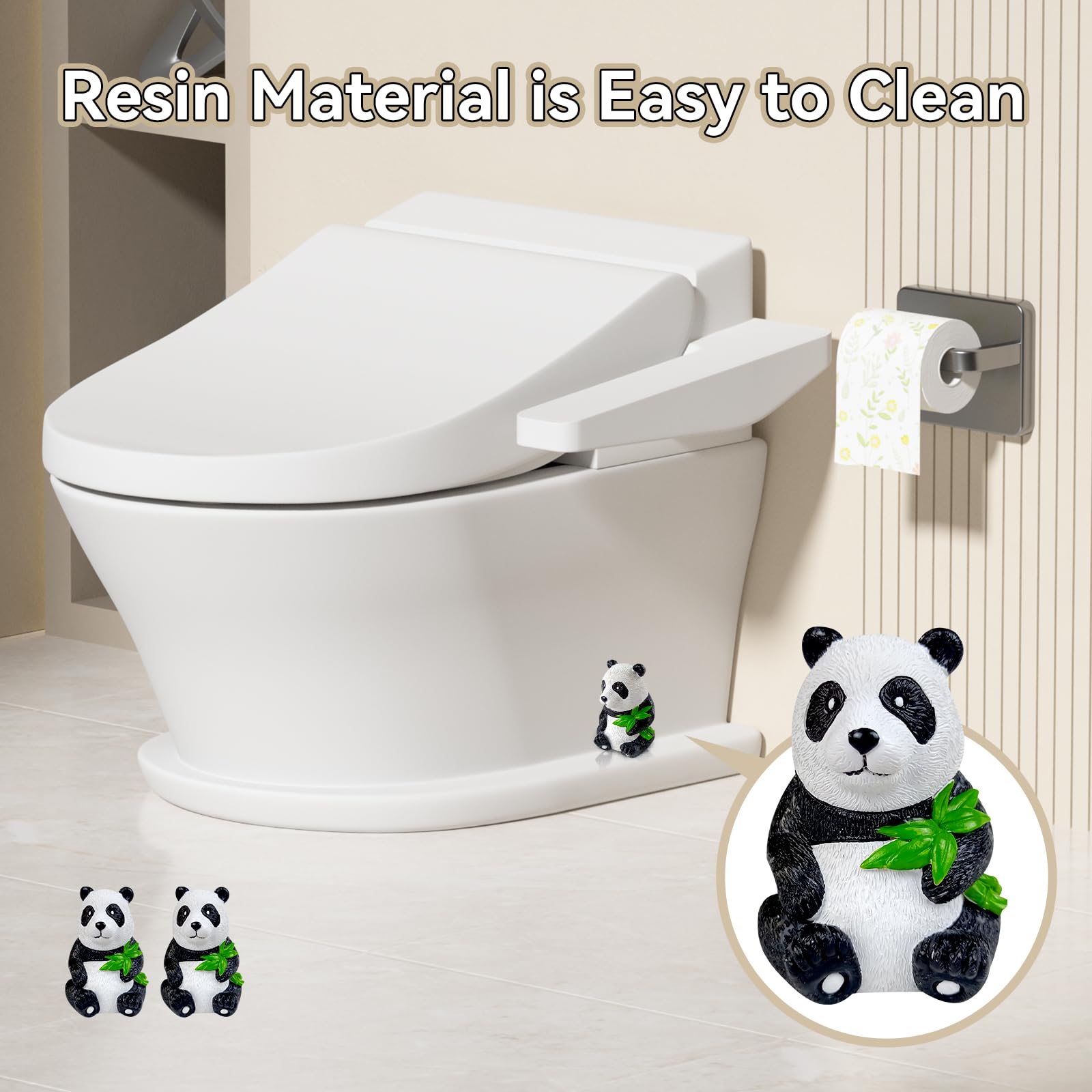 Decorative Resin Toilet Bolt Caps - 2pcs Panda Set for Bathroom Rust Prevention (Easy Installation)