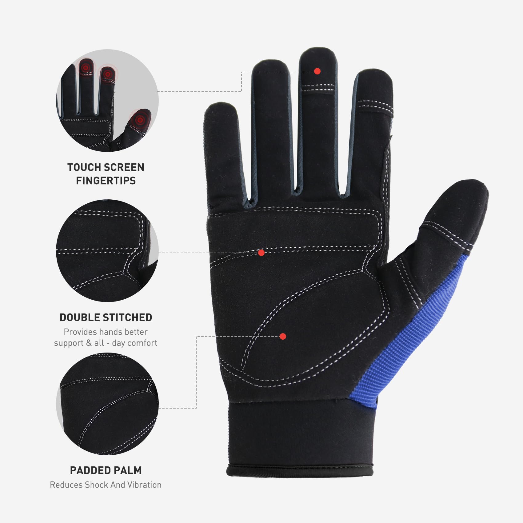Handlandy Touch Screen Work Gloves - Men & Women Mechanic Gloves for Yard Work & DIY Projects