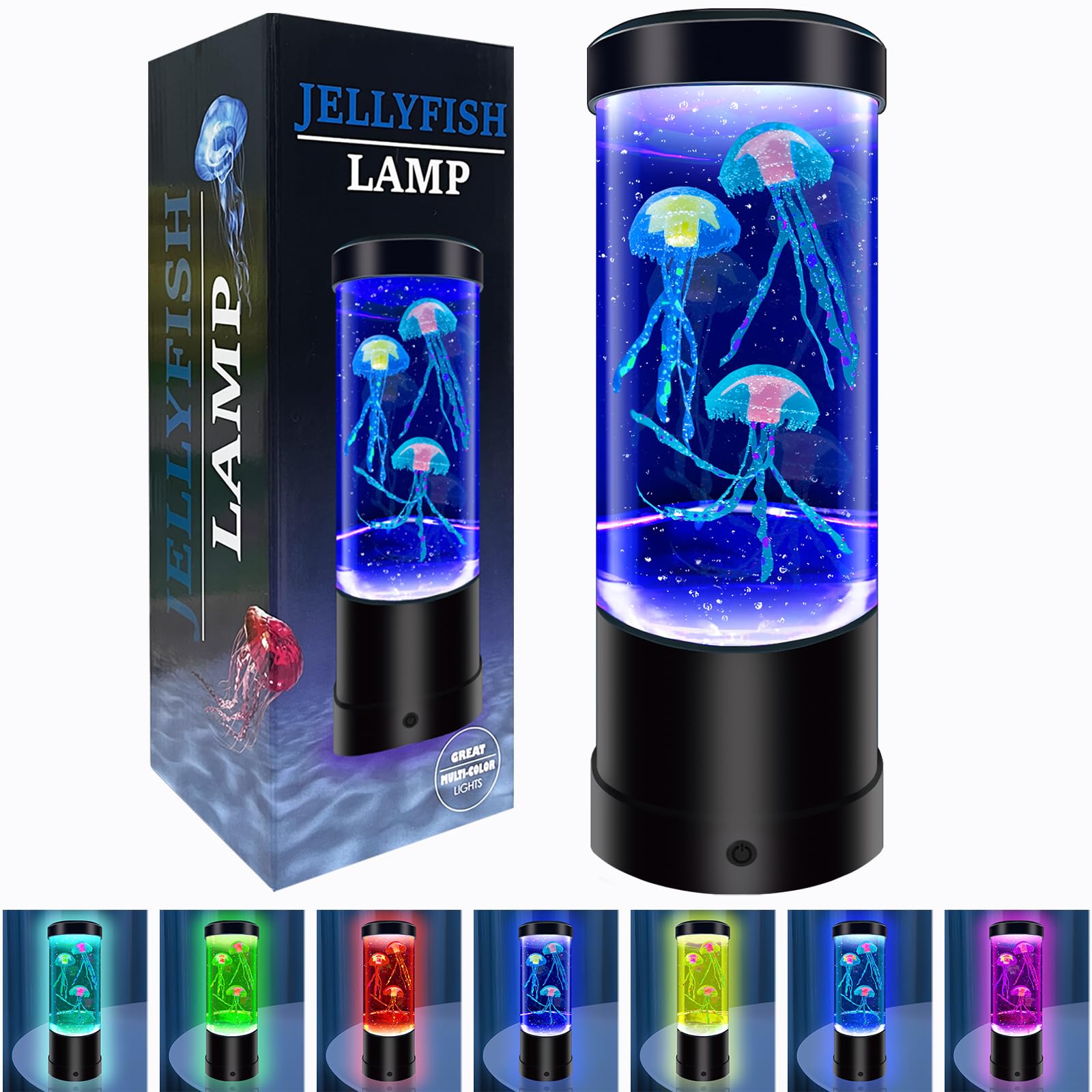 7-Color Changing Jellyfish Lamp with USB/Battery - Bubble Aquarium Night Light for Home, Bedroom, Office - Mood Lighting Decor for Kids, Girls, Boys & Adults - Perfect for Relaxation, Meditation & Nighttime Ambiance