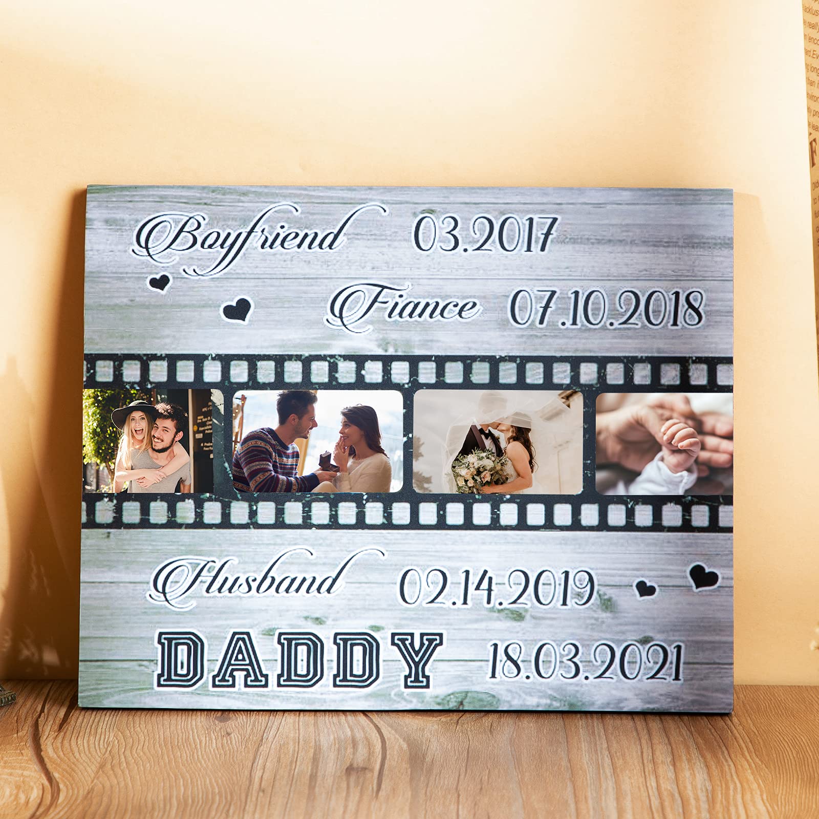 Personalized Father's Day Picture Frame - Custom Engraved Photo Gift for Dad, Husband, Boyfriend & Fiance - 9.84