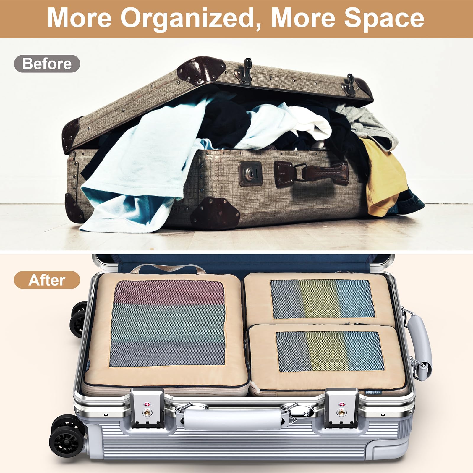 7-Piece Set Compression Packing Cubes - Expandable Travel Organizer for Suitcase, Backpack & Carry-On Luggage | Perfect for Business Trips, Vacations & Weekend Getaways