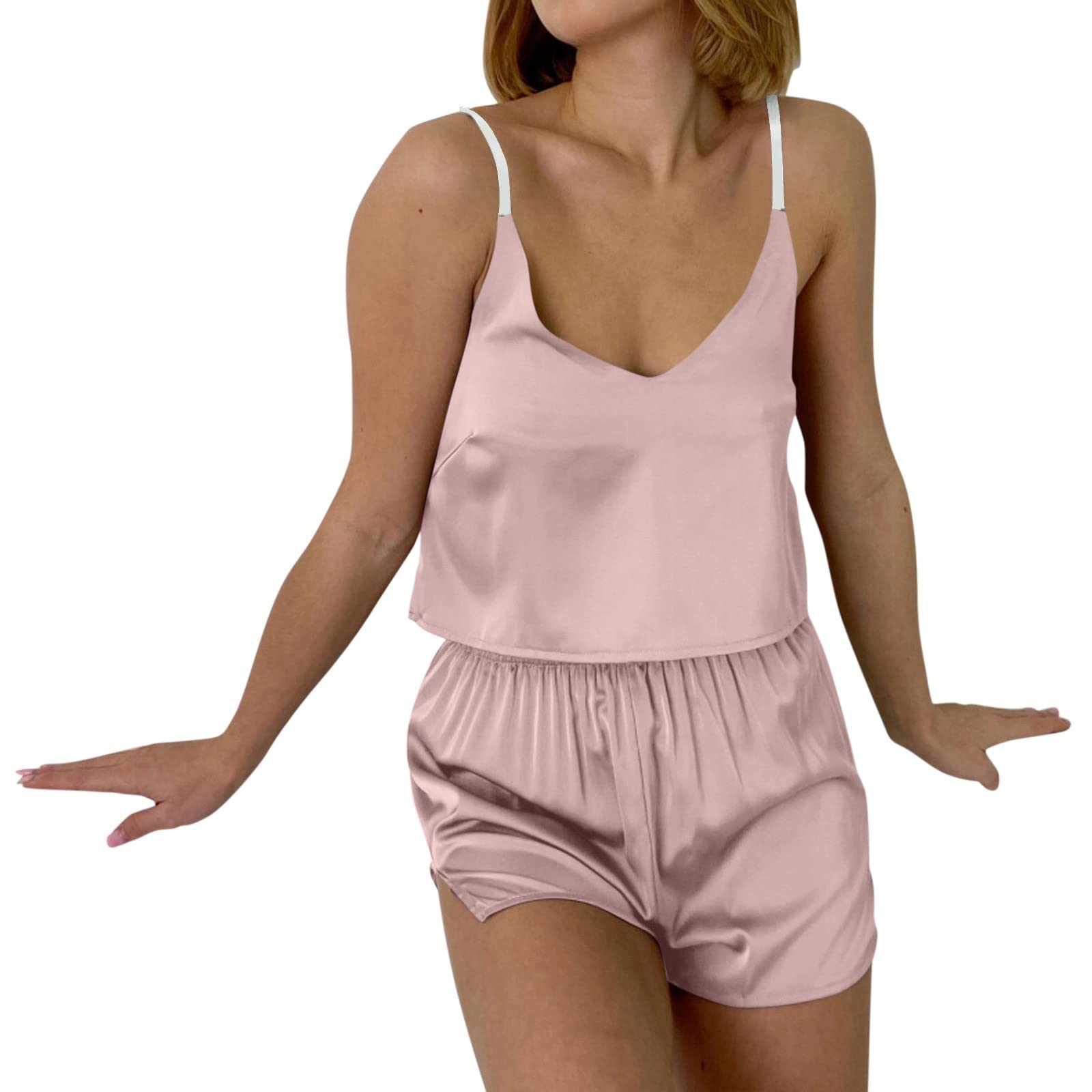 Women's Satin Pajama Set - Long Sleeve Silk Nightgown & Wide Leg Pants - Soft Loungewear for Sleep, Relaxation & Spa Days - Elegant Sleepwear for Women (UK Sales Clearance)