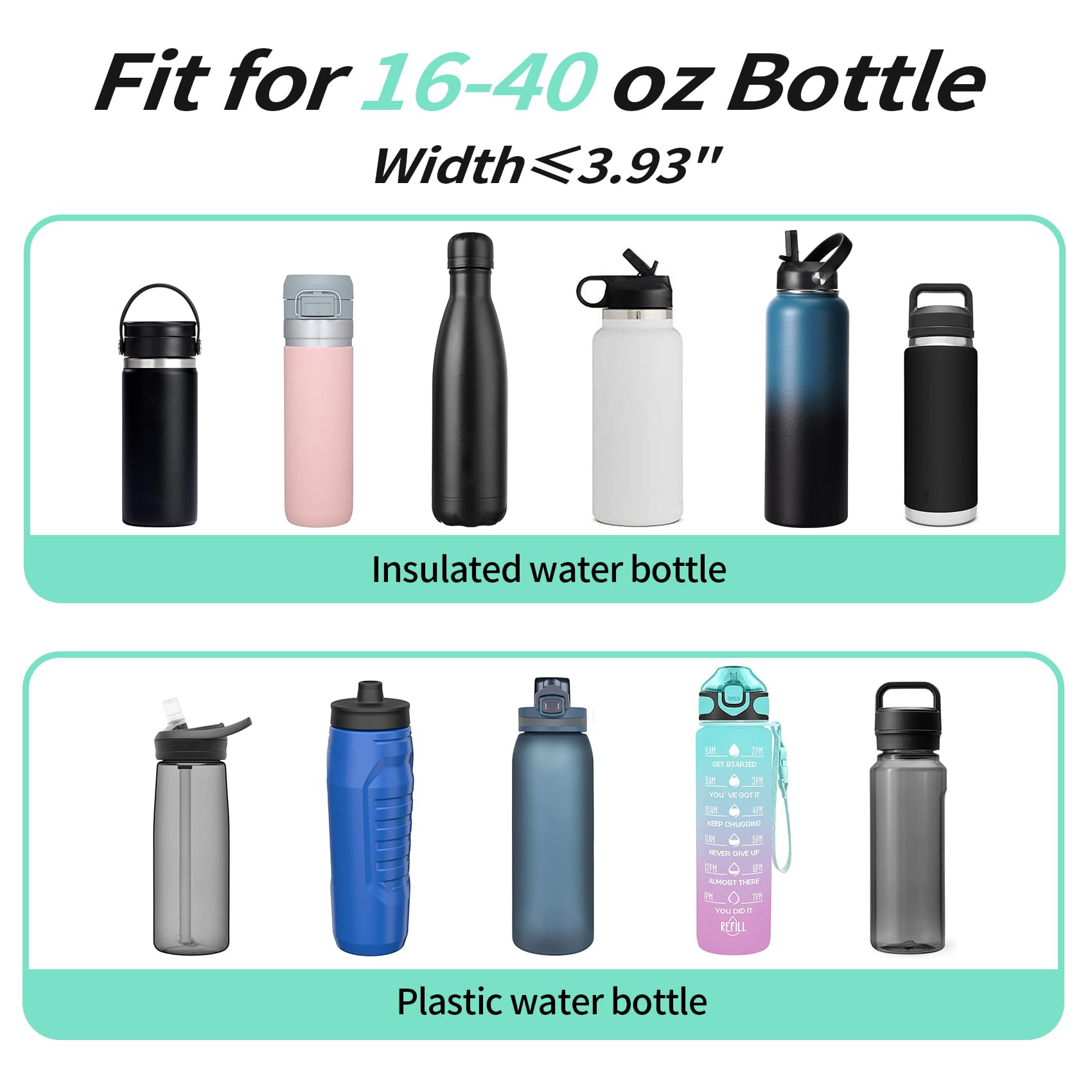 32/40/64/87/128 oz Insulated Water Bottle Carrier Bag - Neoprene Bottle Sleeve with 4 Pockets & Adjustable Shoulder Strap - Sport Water Holder with Paracord Handle for Hiking, Camping, Gym & Outdoor Activities - Perfect for Workouts, Travel & Daily Hydration