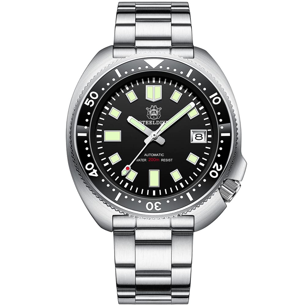 Steeldive Men's Automatic Diving Watch SD1970 with NH35 Movement - 200M Water Resistant Vintage Dive Watch for Men | Perfect for Scuba Diving, Snorkeling & Everyday Wear