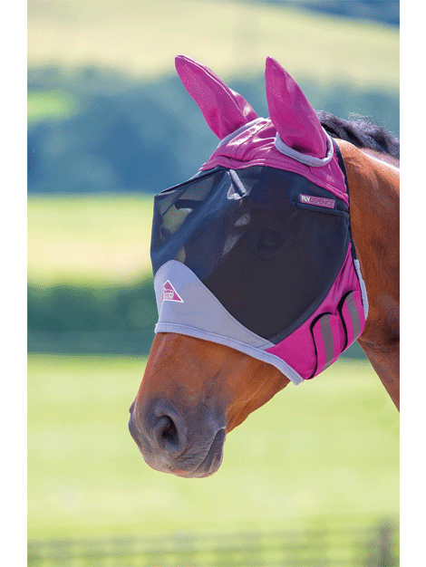 Shires Deluxe Fly Mask with Ears - UV Protection Horse Fly Veil for Summer Riding & Pasture - Perfect for Equestrian, Trail Riding & Stable Use