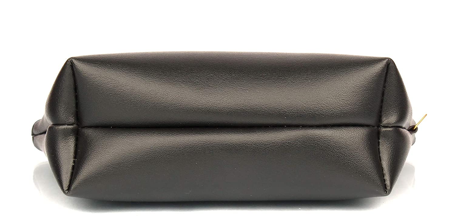 Black PU Makeup Bag with Zipper - Travel Cosmetic Organizer Pouch for Women, Perfect for Gym, Vacation & Daily Essentials Storage