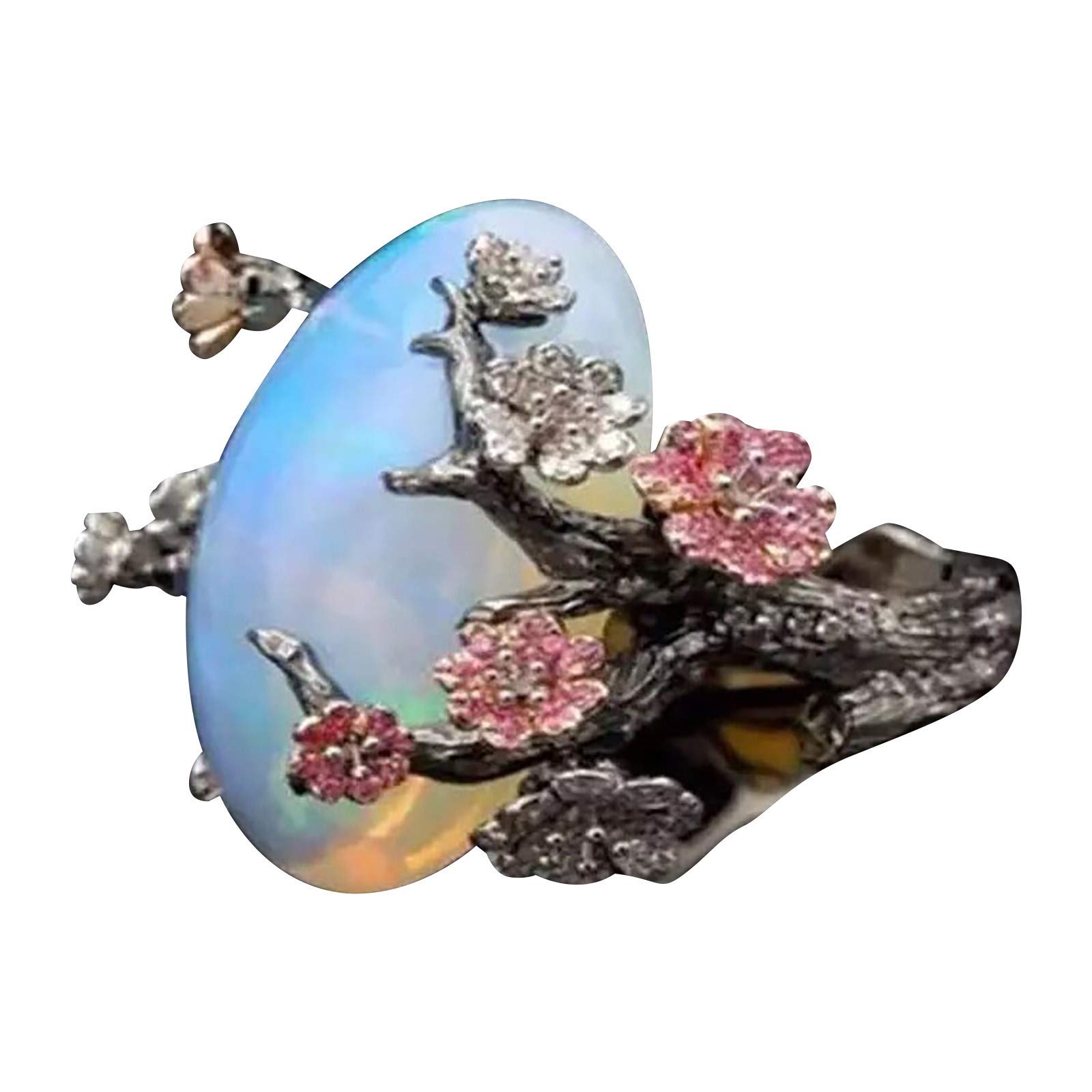 Opal Jewelry Rings for Women - Size 5-11 Colorful Stackable Rings Set, Elegant Gift for Her (Multicolor, Size 8) - Perfect for Weddings, Parties & Everyday Fashion Accessories