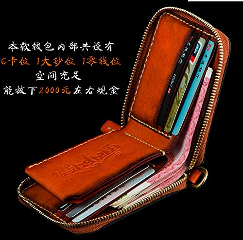 Nine Palaces Gossip Genuine Cowhide Zip Around Wallet with Zipper Clutch & Multiple Card Slots - Stylish Unisex Purse for Men & Women | Perfect for Everyday Use, Travel & Gift Giving