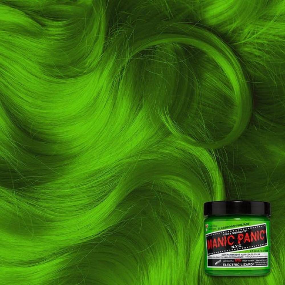 Manic Panic Electric Lizard Semi-Permanent Hair Dye - Vibrant Green Color - 8oz Bottle - Vegan & Cruelty-Free - Perfect for Punk, Cosplay & Festival Hairstyles