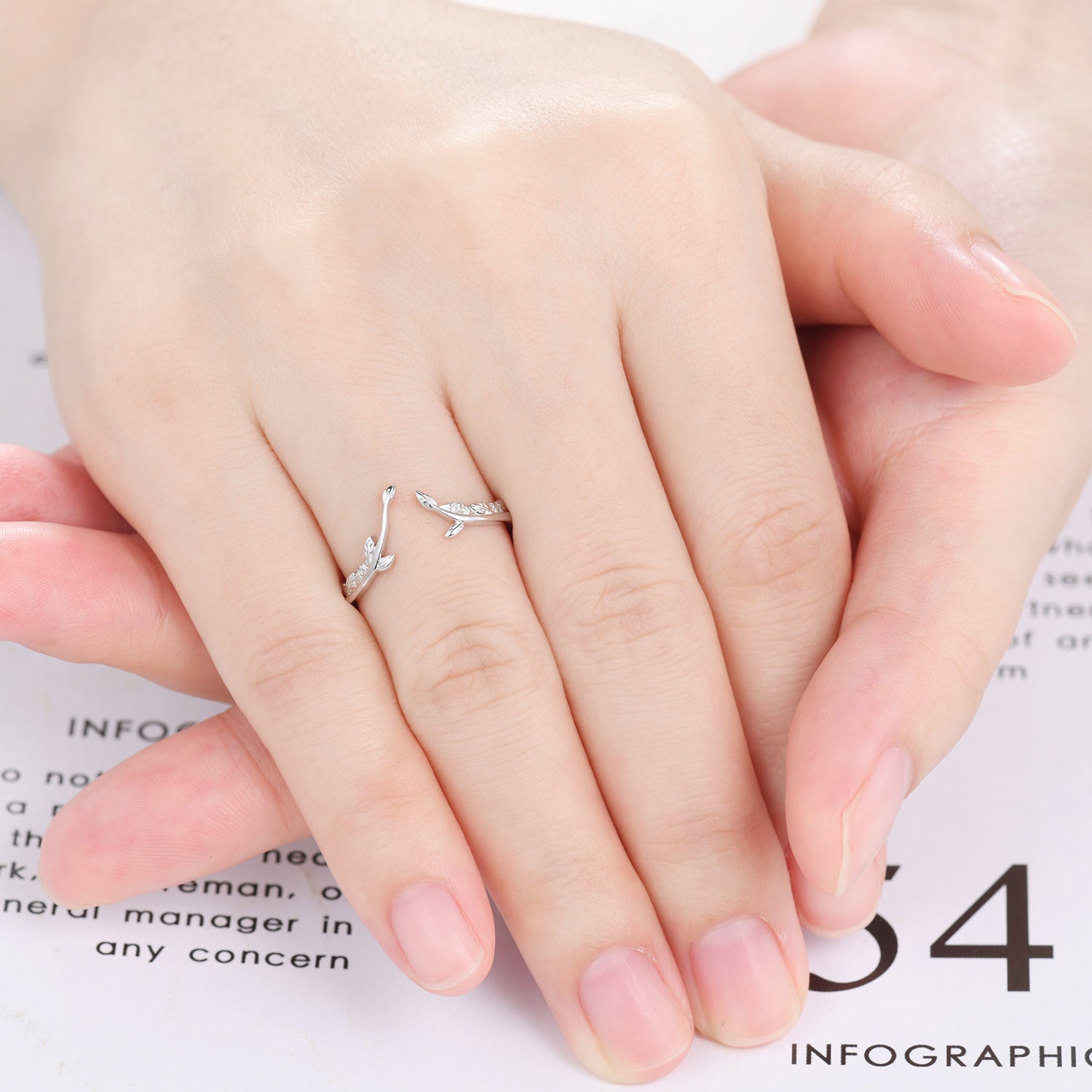 Solid Gold Art Deco Open Curved Natural Diamond Leaf Matching Wedding Band Ring for Women - Perfect for Bridal Jewelry, Anniversary Gifts & Special Occasions