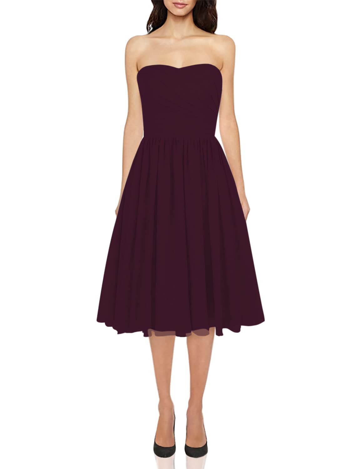 JAEDEN Short Chiffon Strapless Bridesmaid Dresses - Elegant Wedding Guest & Prom Dresses for Women - Perfect for Bridal Parties, Formal Events & Special Occasions