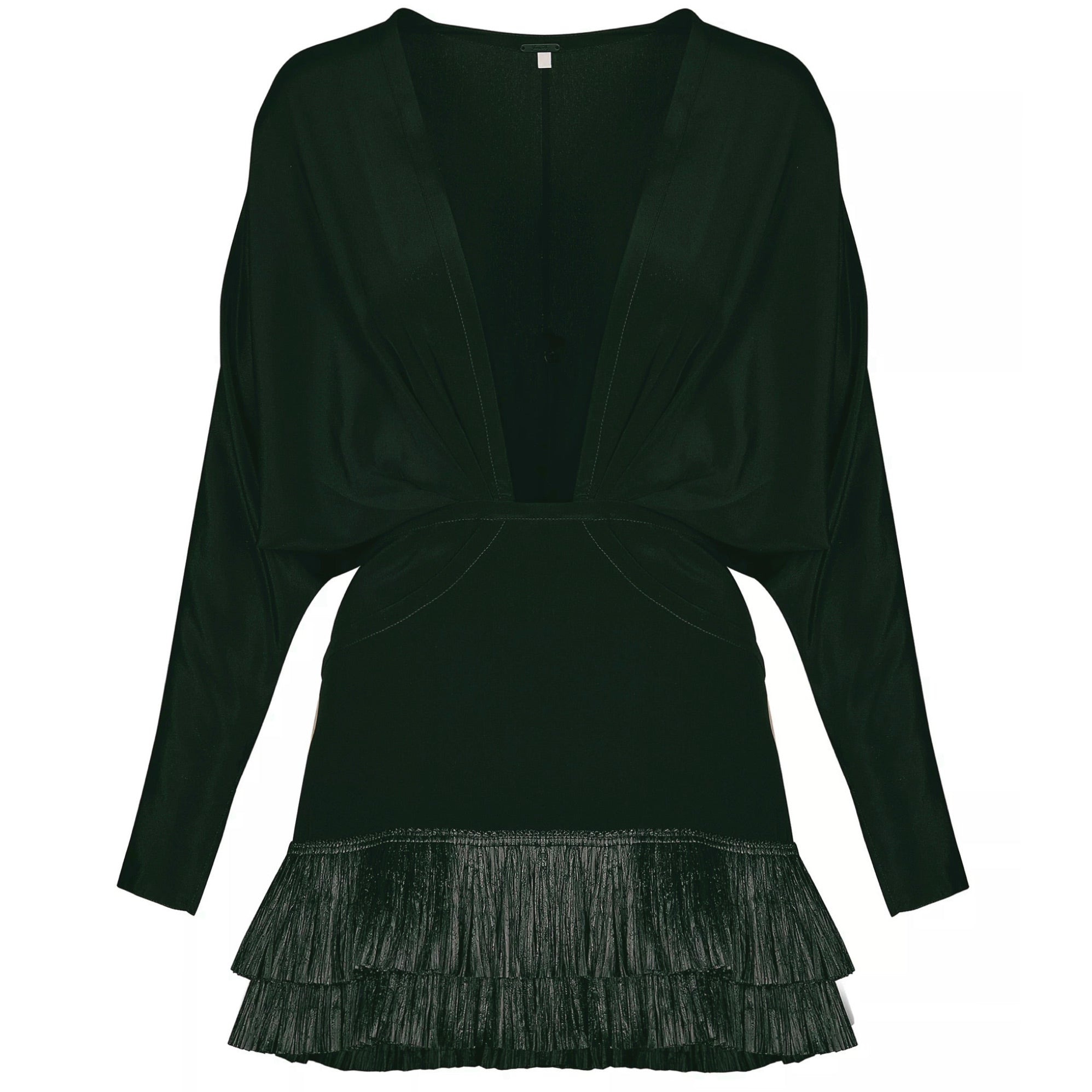 Johanna Ortiz Black Mojito Nights Embroidered Silk Raffia Mini Dress - Elegant Summer Cocktail Party Outfit for Women