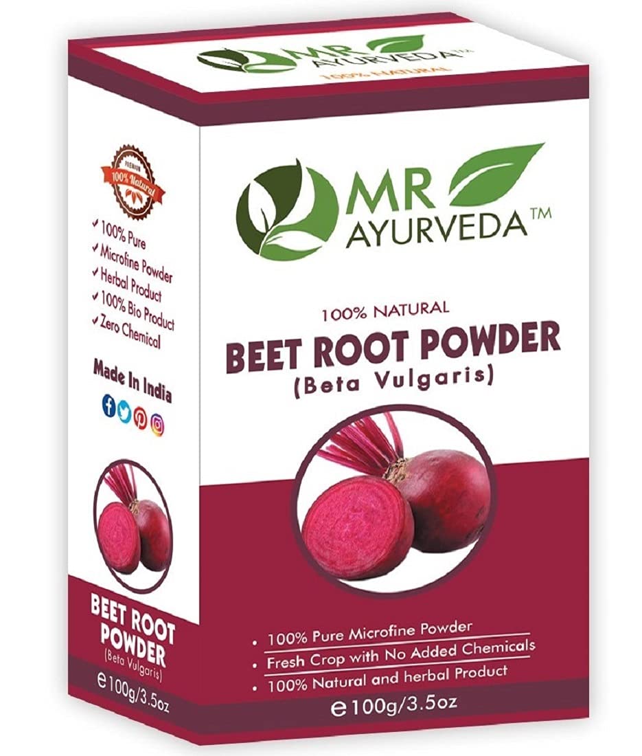 Organic Beetroot Powder for Skin, Hair & Face - 100% Pure, No Additives | Natural Beauty & Wellness Supplement | Smoothies, Juices & DIY Masks | 100g by MR Ayurveda