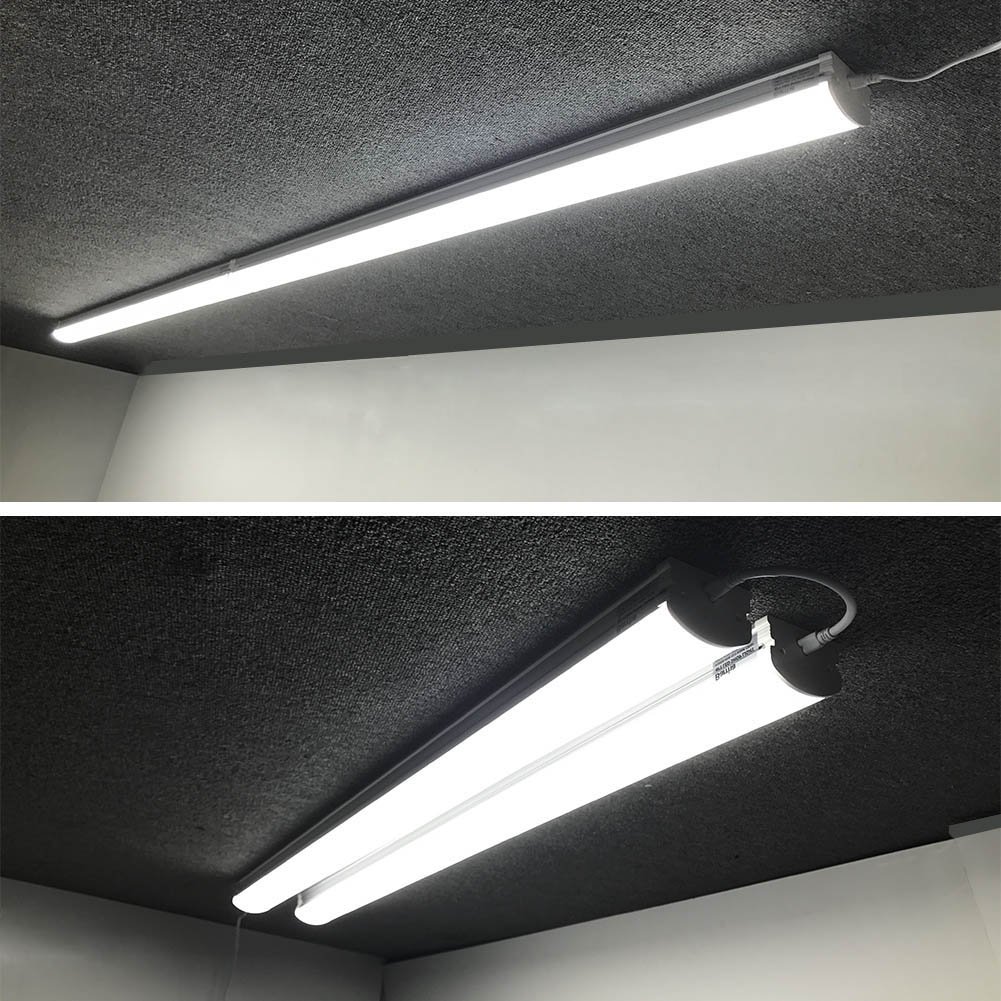 Barrina 4FT LED Shop Lights - 45W 4800LM Super Bright White 6500K with Frosted Cover & ON/Off Switch - Linkable LED Fixture for Garage, Workshop, Ceiling, Basement - Perfect for Home Improvement and Industrial Lighting (2-Pack)