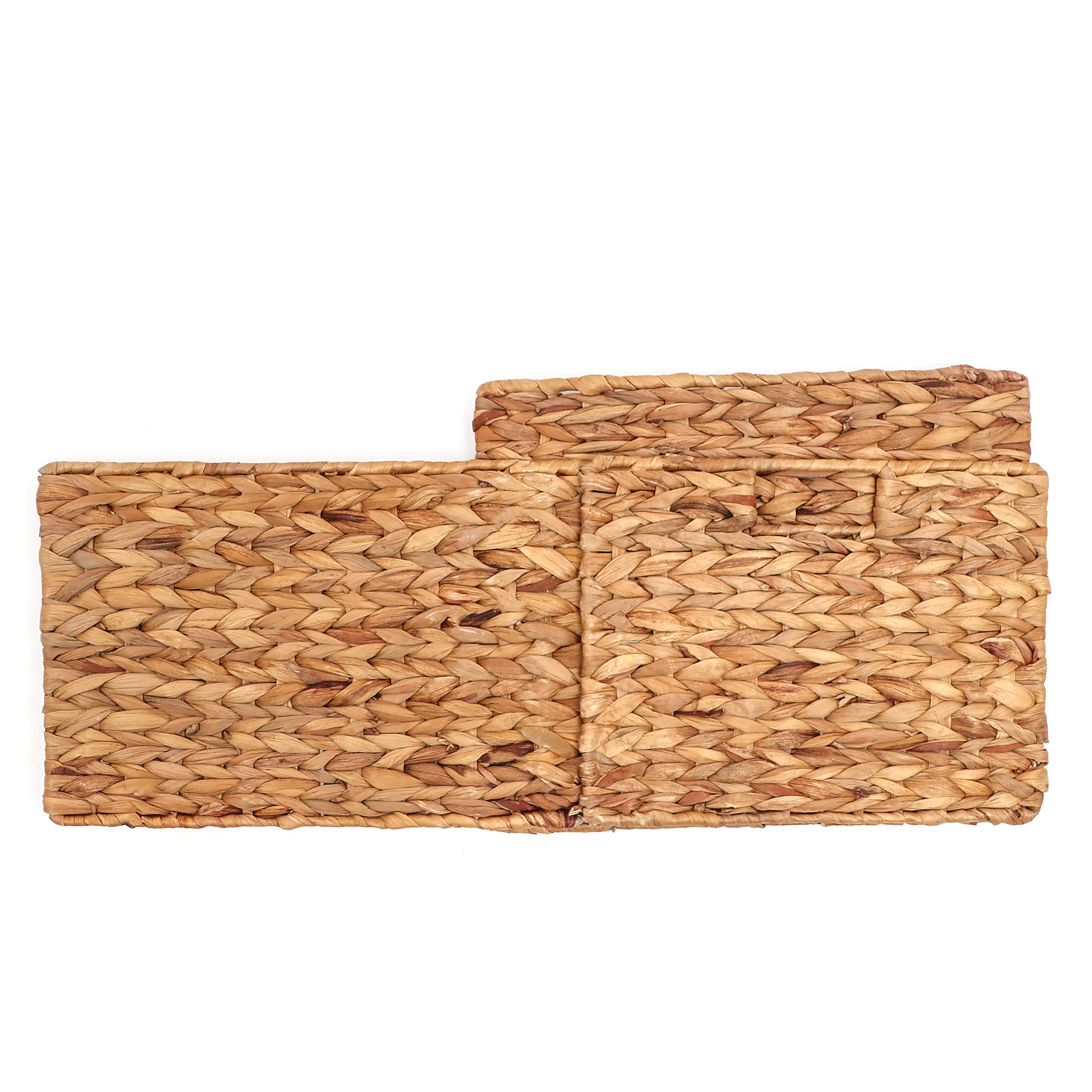 Trademark Innovations Large Foldable Rectangle Wicker Storage Baskets - Set of 4, Natural Woven Bins for Home Organization | Perfect for Closet, Laundry Room, Nursery & Bathroom Storage