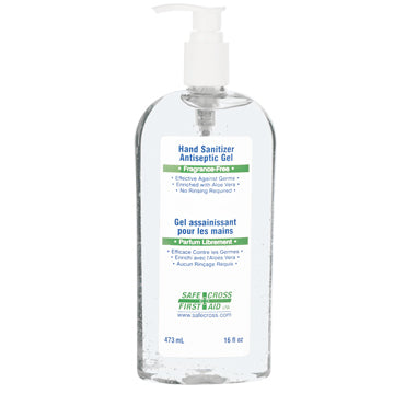 Antiseptic Hand Sanitizer Gel with Pump - 16oz (473ml) Bottle - Kills 99.9% Germs - Perfect for Home, Office, Travel & Public Spaces
